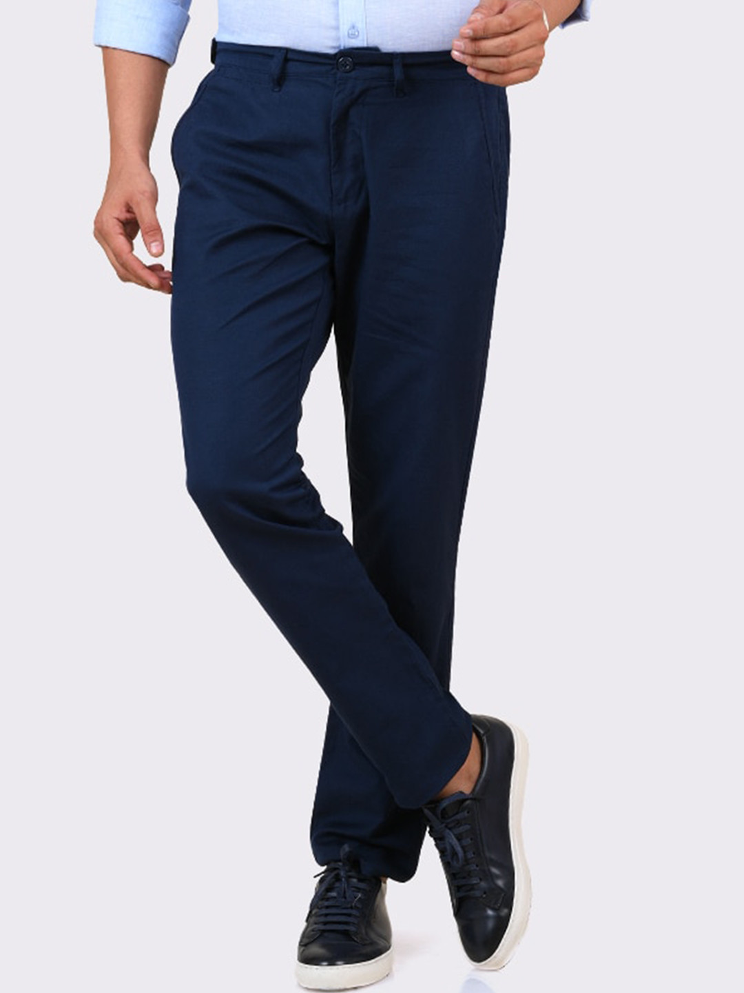 MERCHANT MARINE Men Navy Blue Chinos Trousers