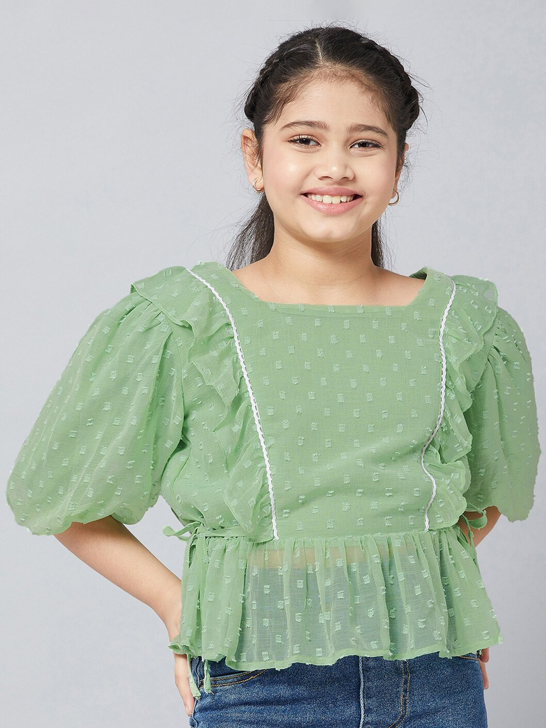 StyloBug Green Chiffon Top