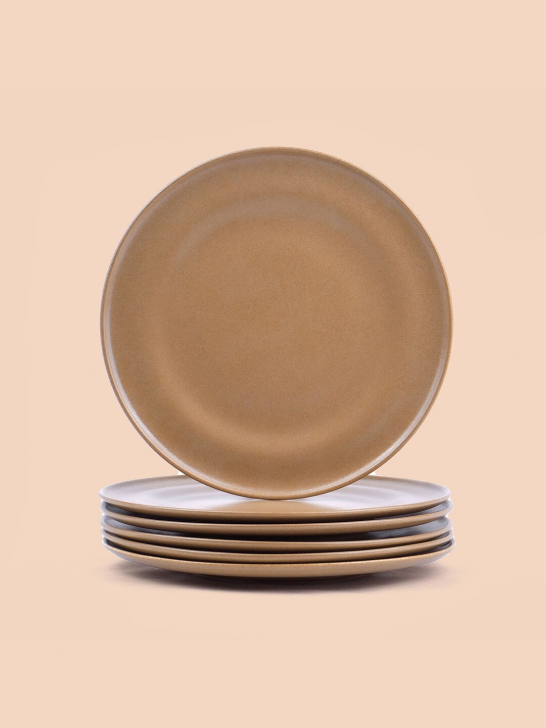 SHAY Brown & 6 Pieces Porcelain Matte Plates