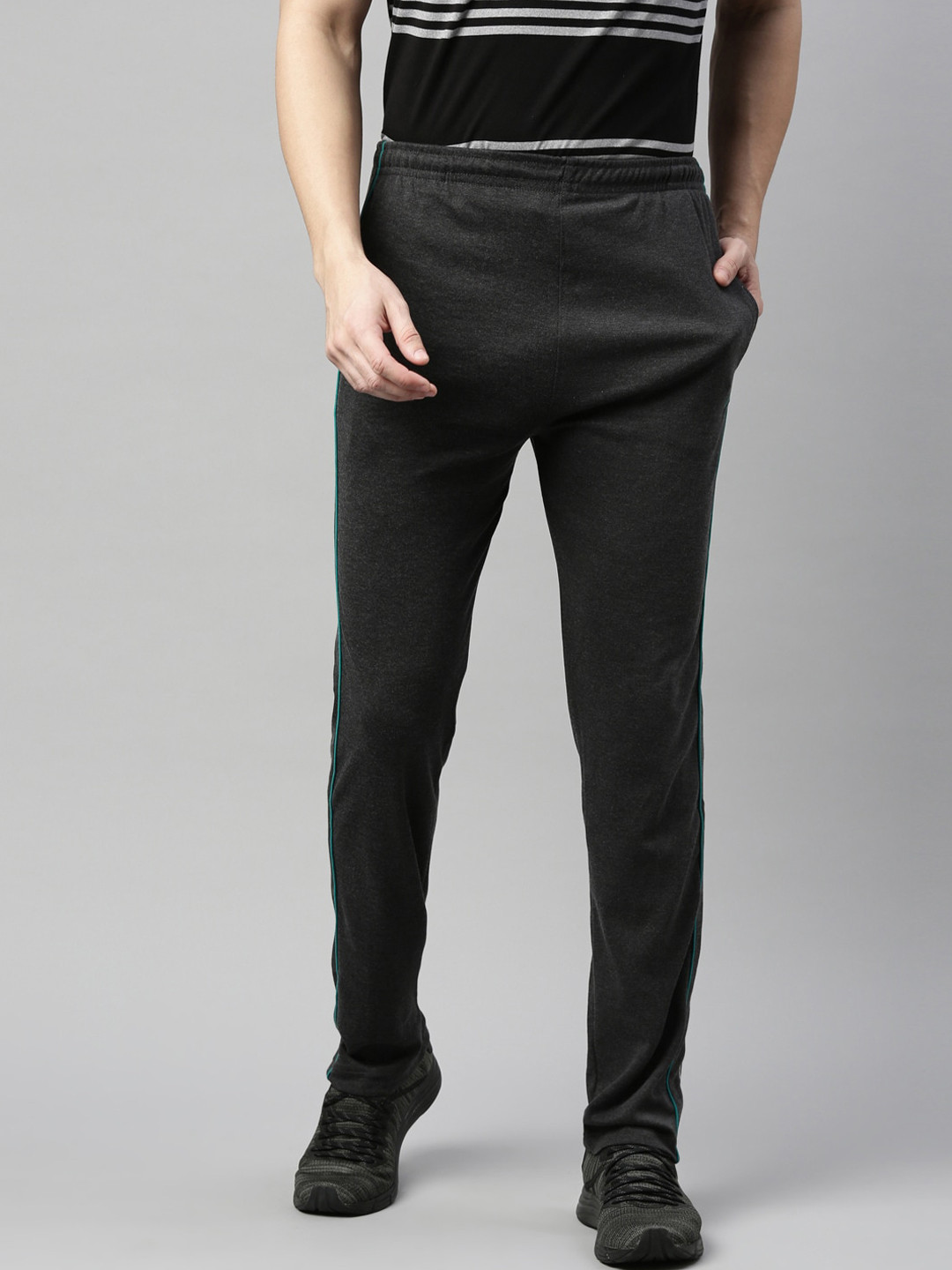 Proline Active Men Grey Solid Dry Fit Cotton Track Pants