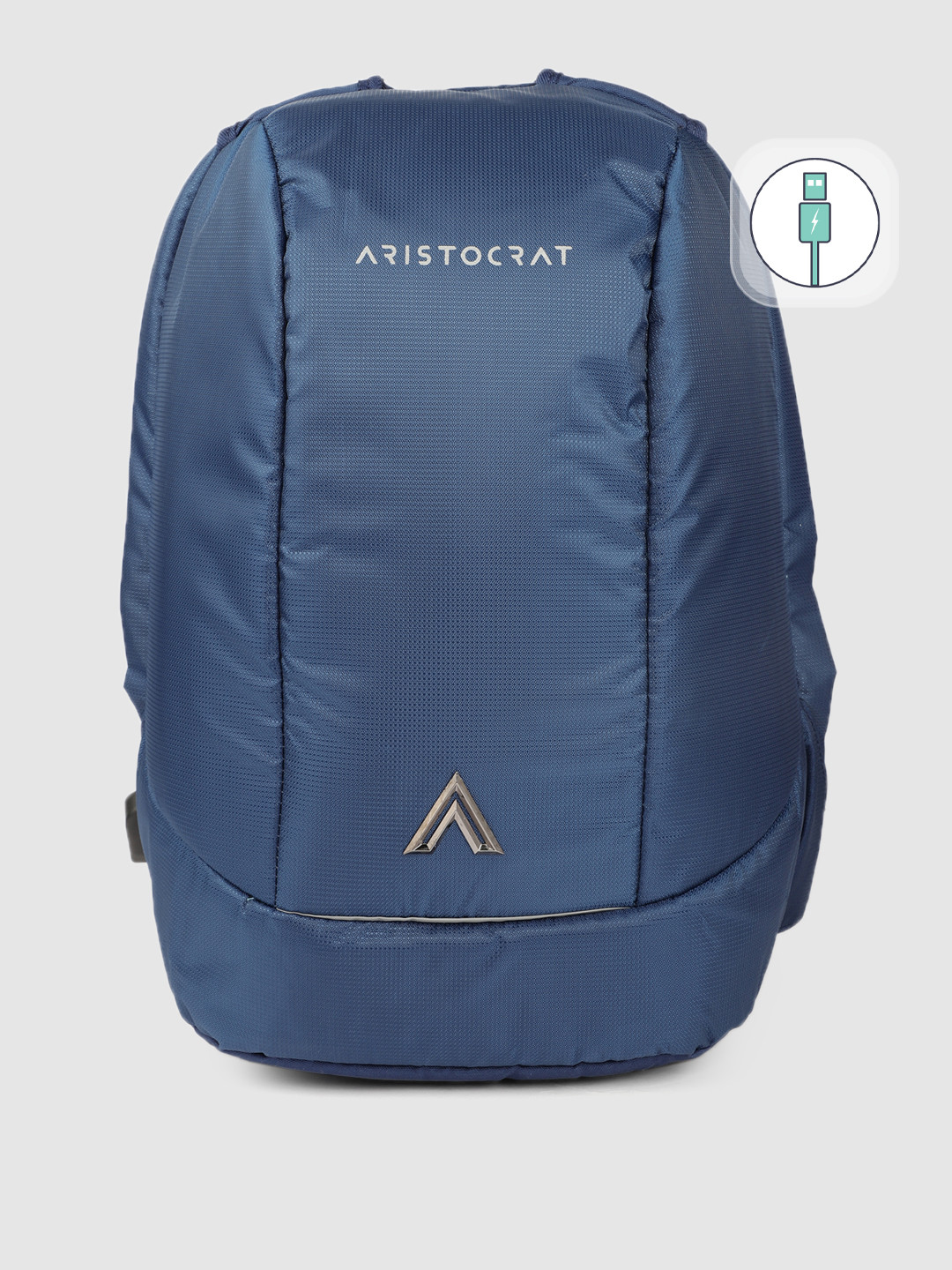 Aristocrat Unisex Blue Backpack with USB Charging Port