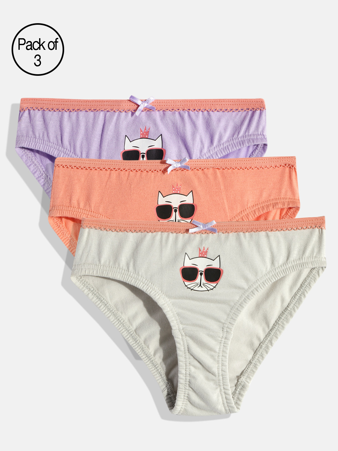 mackly Girls Pack Of 3 Assorted Briefs MB-44-2-4