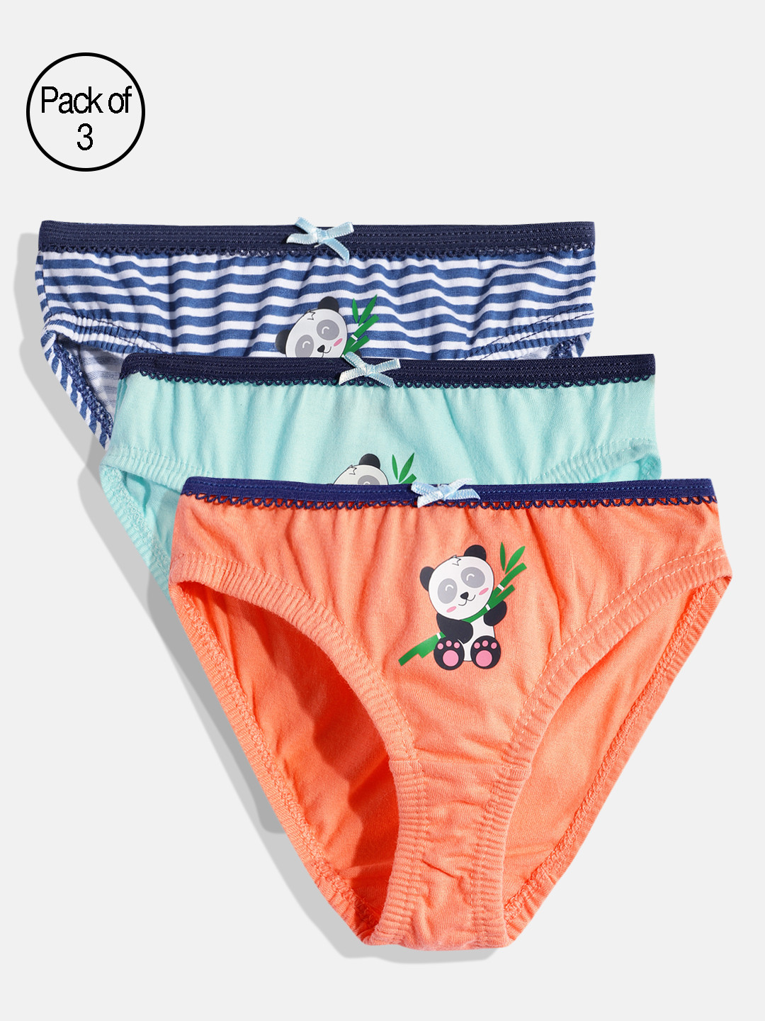 mackly Girls Pack Of 3 Assorted Briefs MB-42-2-4