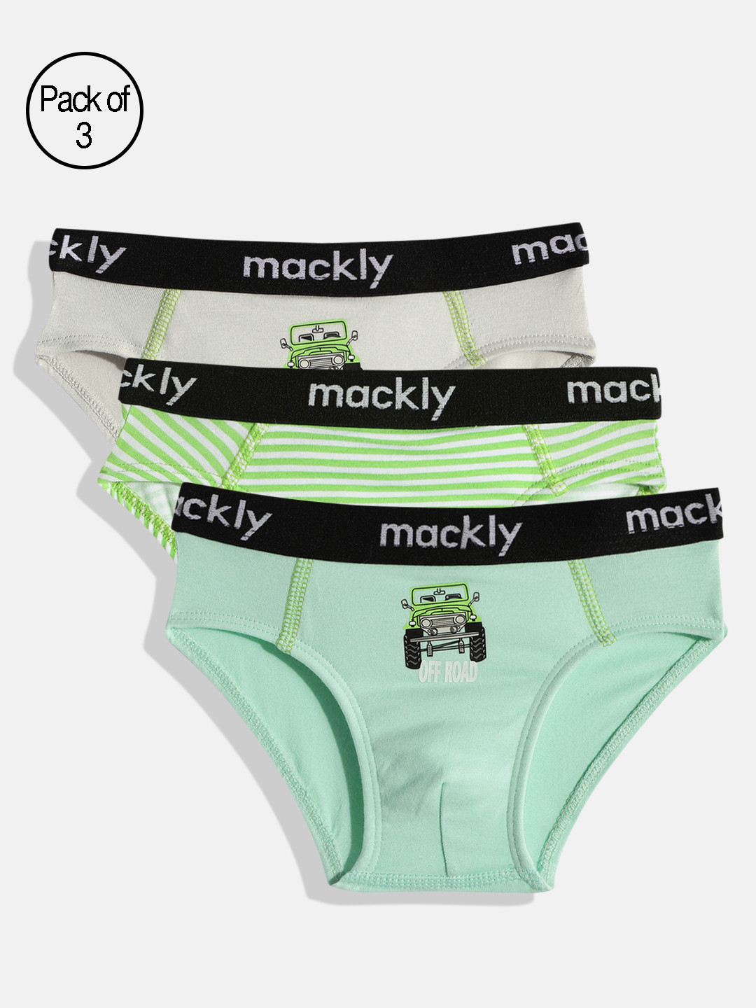 mackly Boys Pack Of 3 Pure Cotton Basic Briefs MB-53-2-4 YRS