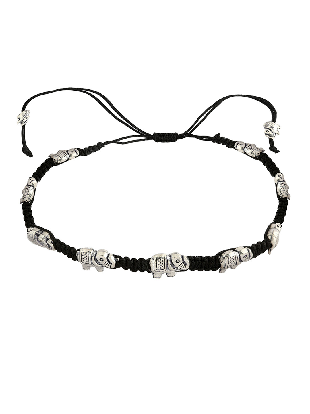 EL REGALO Silver- Toned & Elephant Chain Anklet