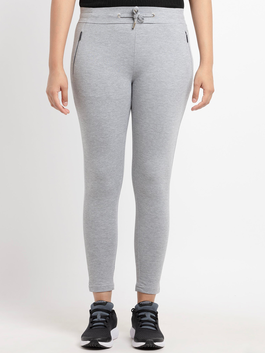 Status Quo Women Grey Melange Solid Ankle Length Track Pants