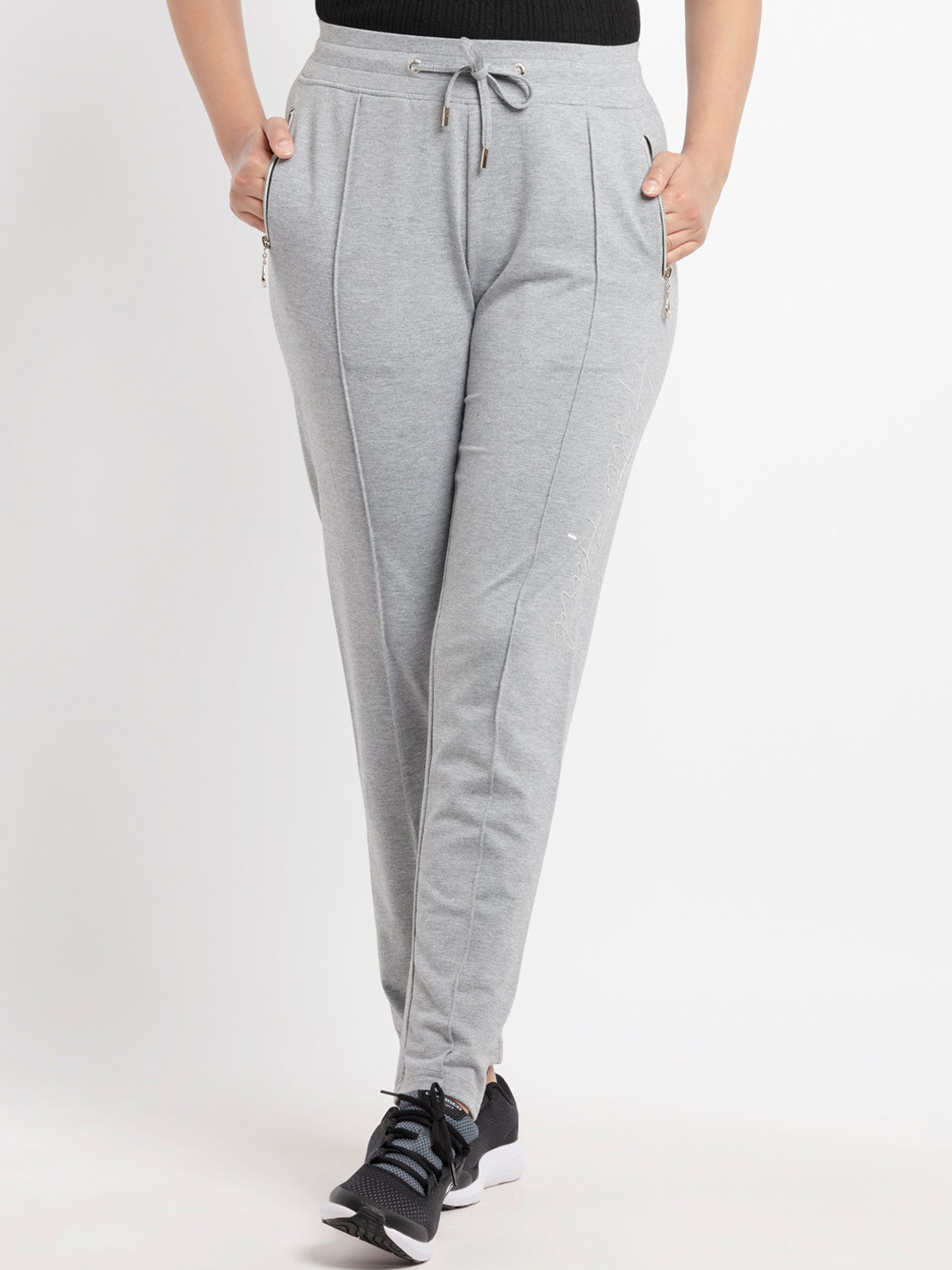 Status Quo Women Grey Melange Solid Track Pant