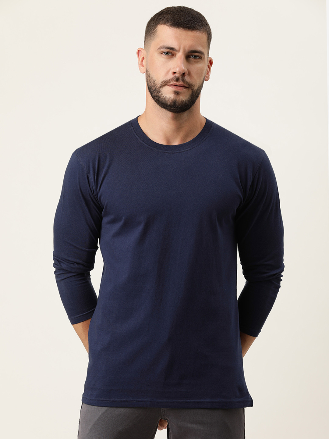 ARISE Men Navy Blue Bio Finish Cotton T-shirt