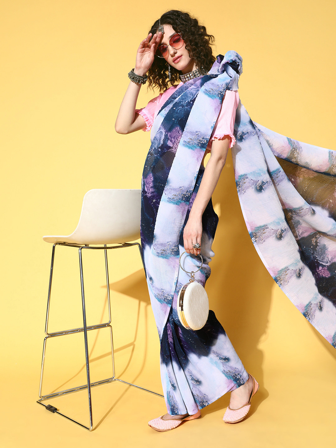 Mitera Navy Blue Saree