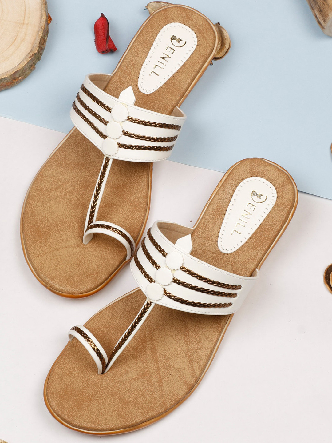 Denill Women White Braided Wedges
