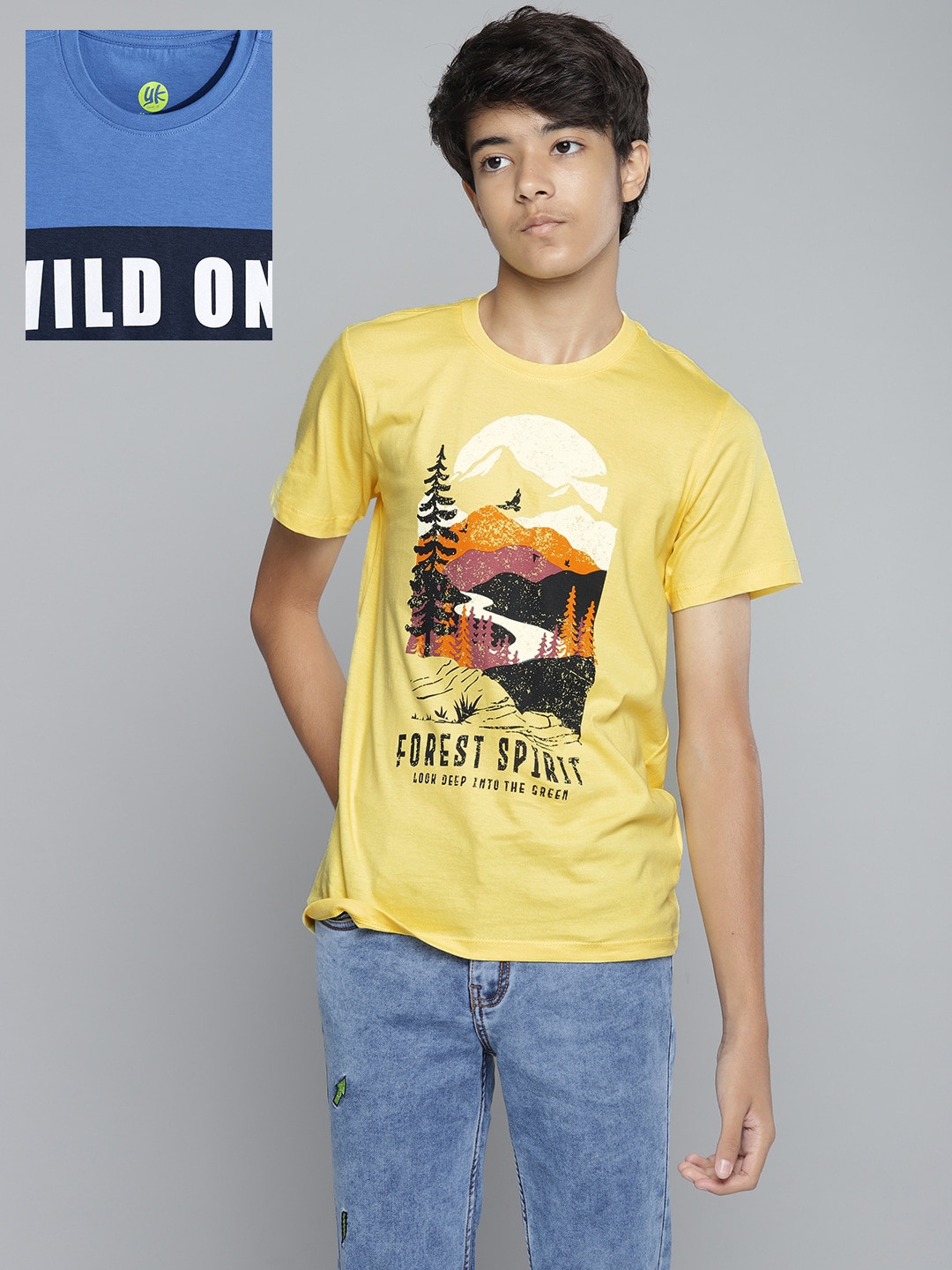 YK Boys Pack of 2 Pure Cotton printed T-shits