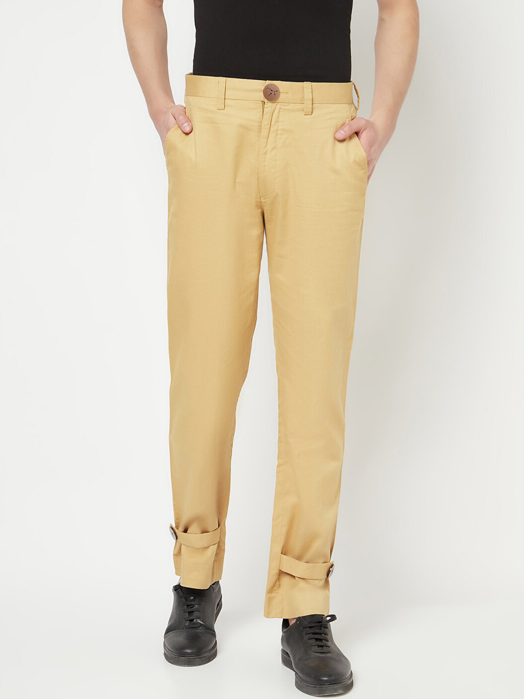 Crimsoune Club Nikhil Thampi Men Khaki Urban Slim Fit Trousers