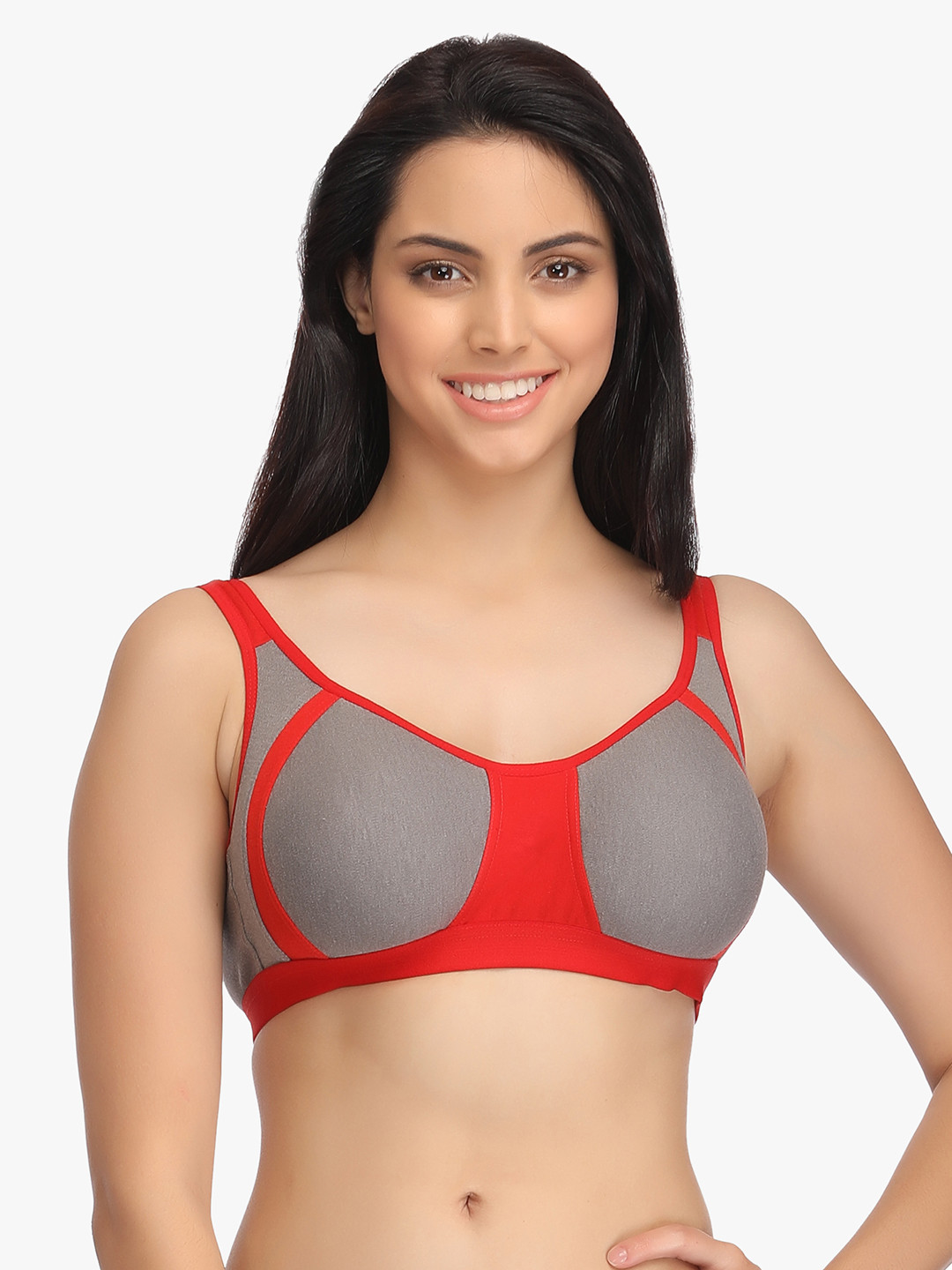 Clovia Cotton Non-Padded Non-Wired Colourblocked Full-Coverage Bra BR0774P04