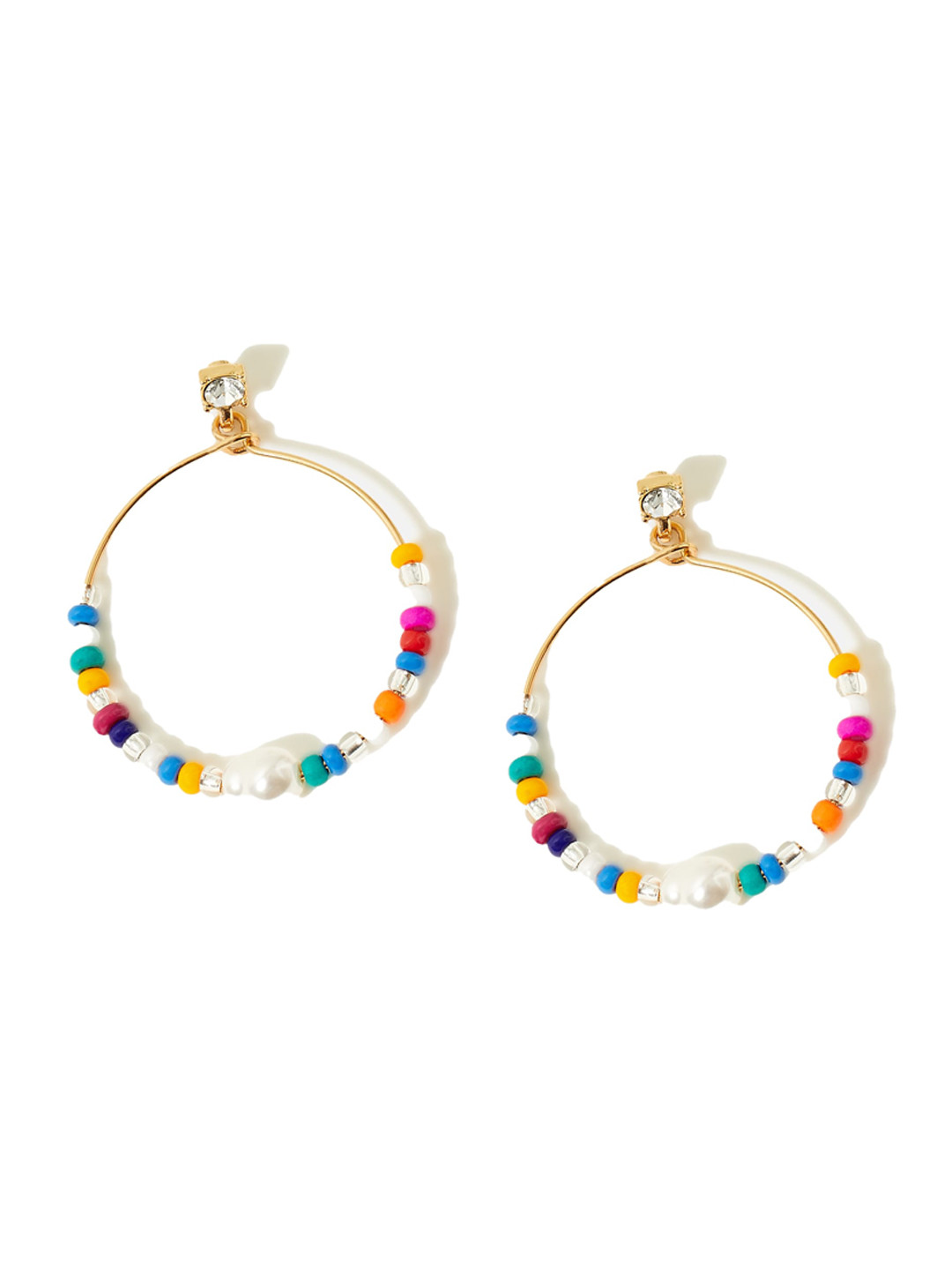 Accessorize Women Eye Candy Multi Pearl Brights Hoop Earring