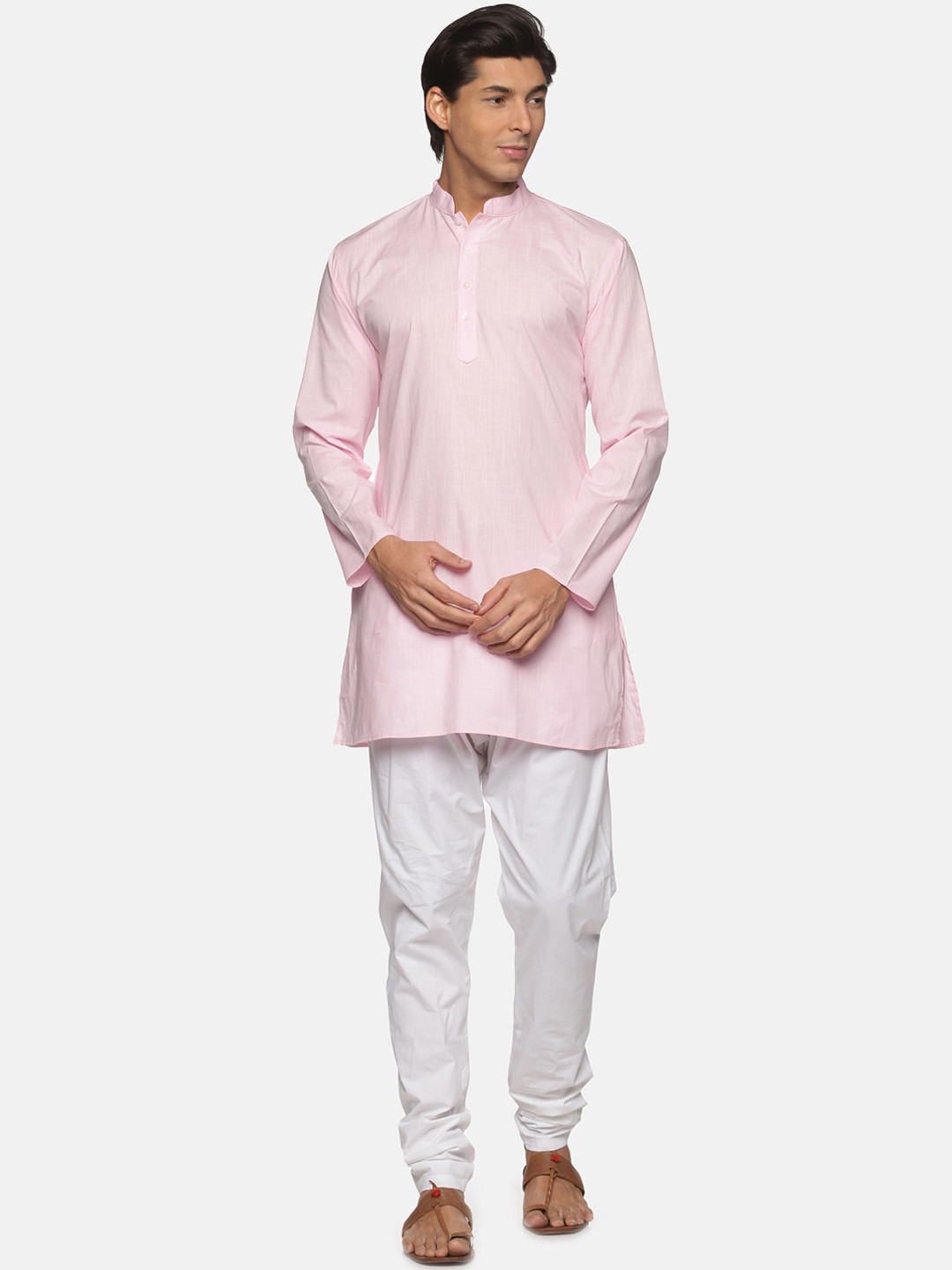 Sethukrishna Men Pink Pure Cotton Kurta with Pyjamas