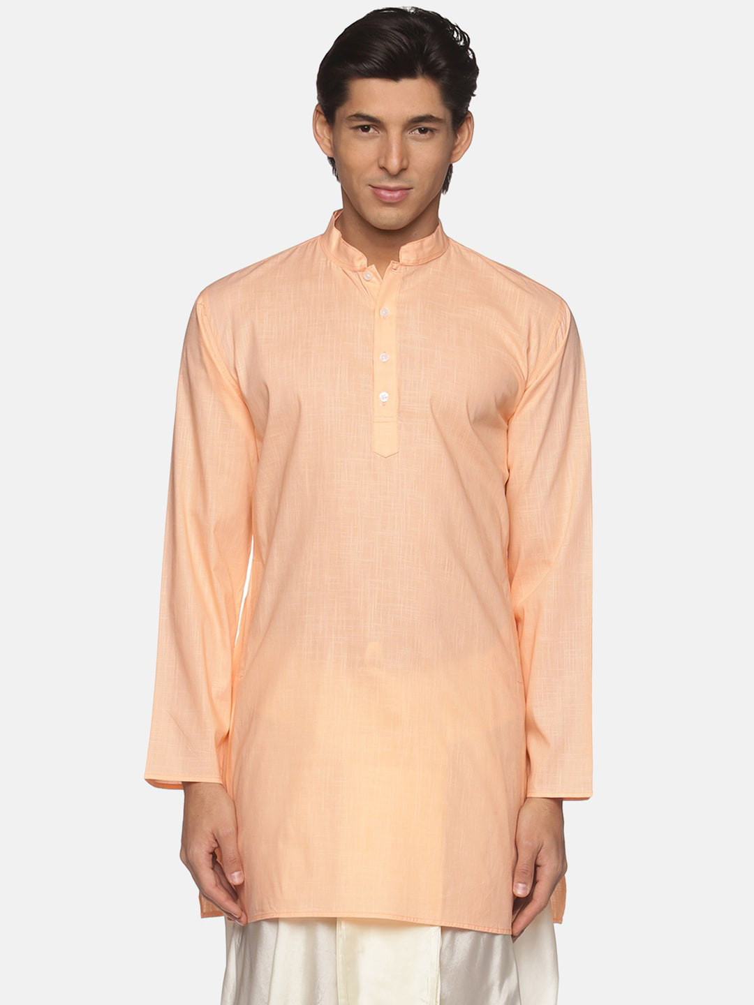 Sethukrishna Men Peach-Coloured Cotton Kurta
