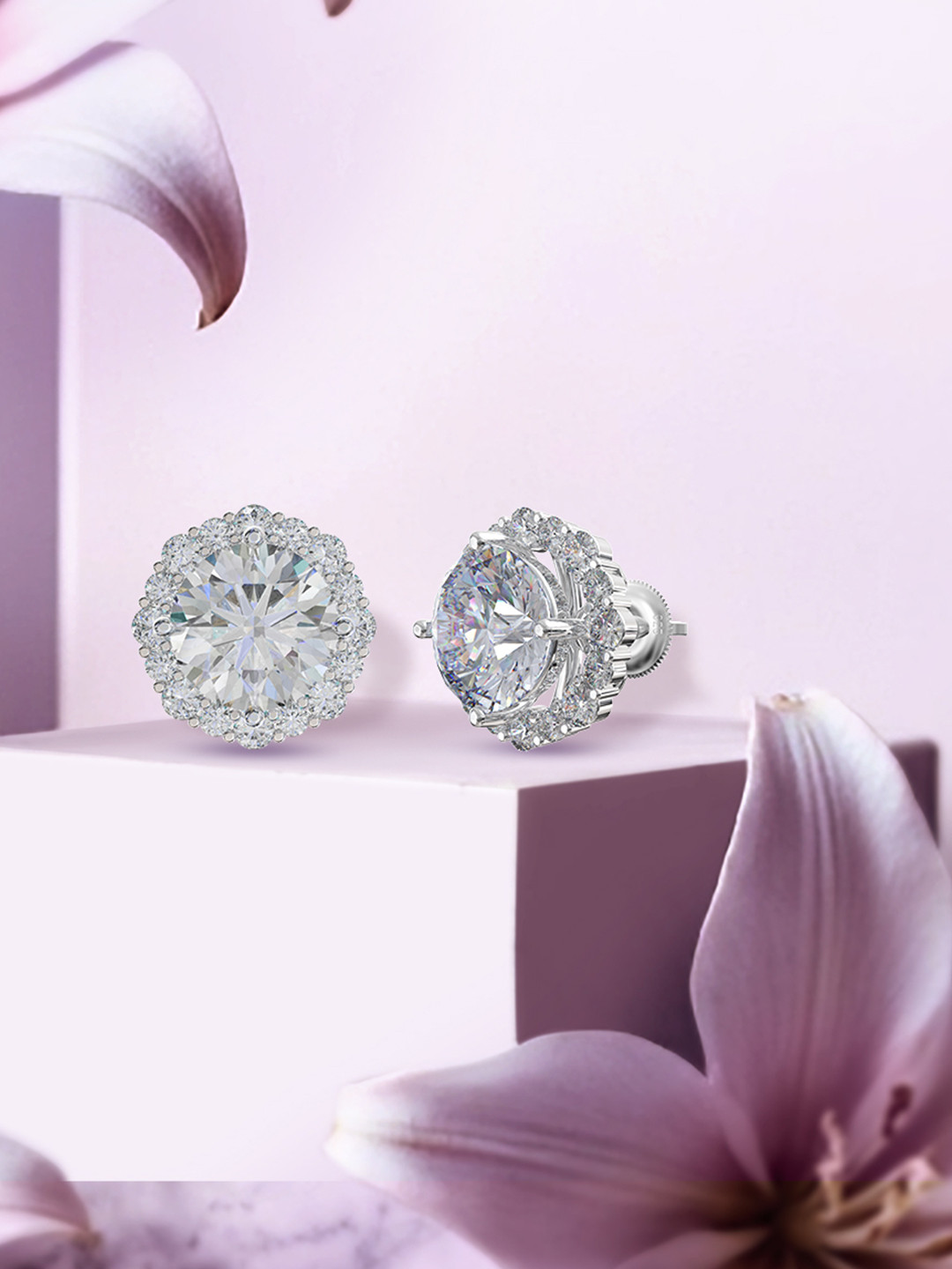 ANAYRA White Circular Studs Earrings