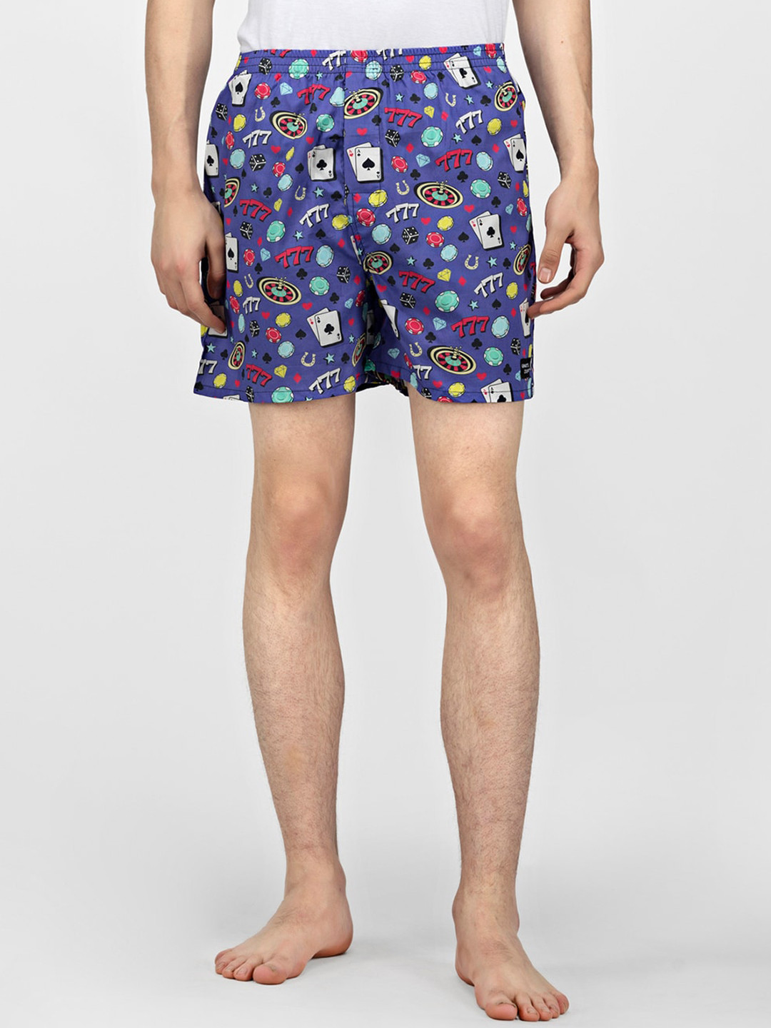 wHAT'S DOwn Men Blue & Red Printed Pure Cotton Boxer