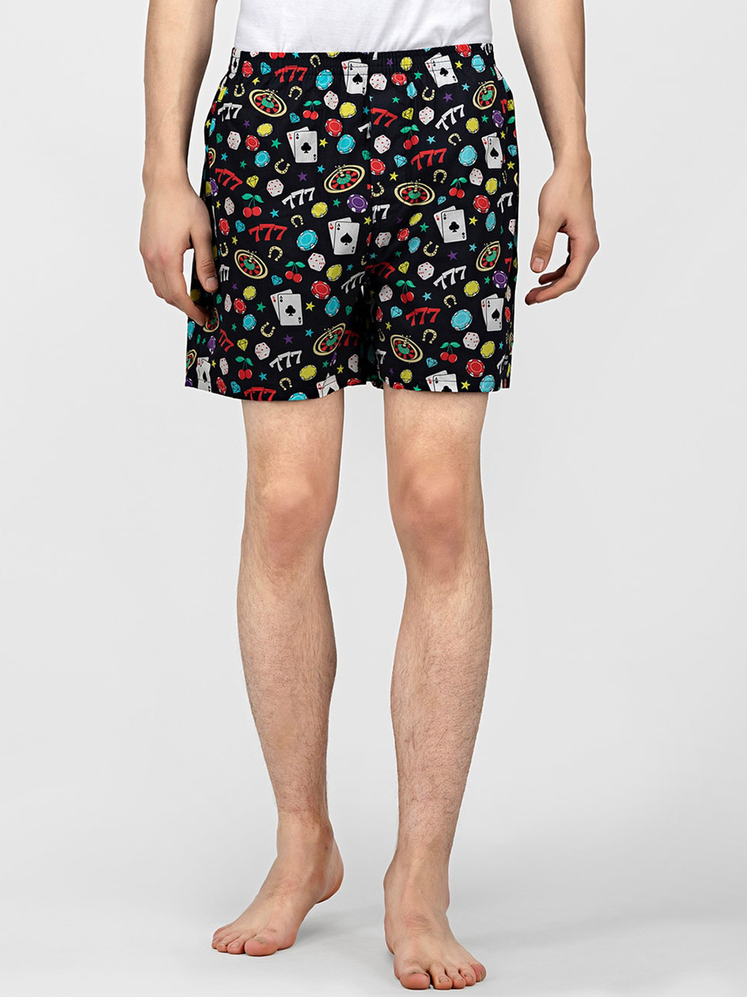 wHAT'S DOwn Men Black & Red Printed Pure Cotton Boxers