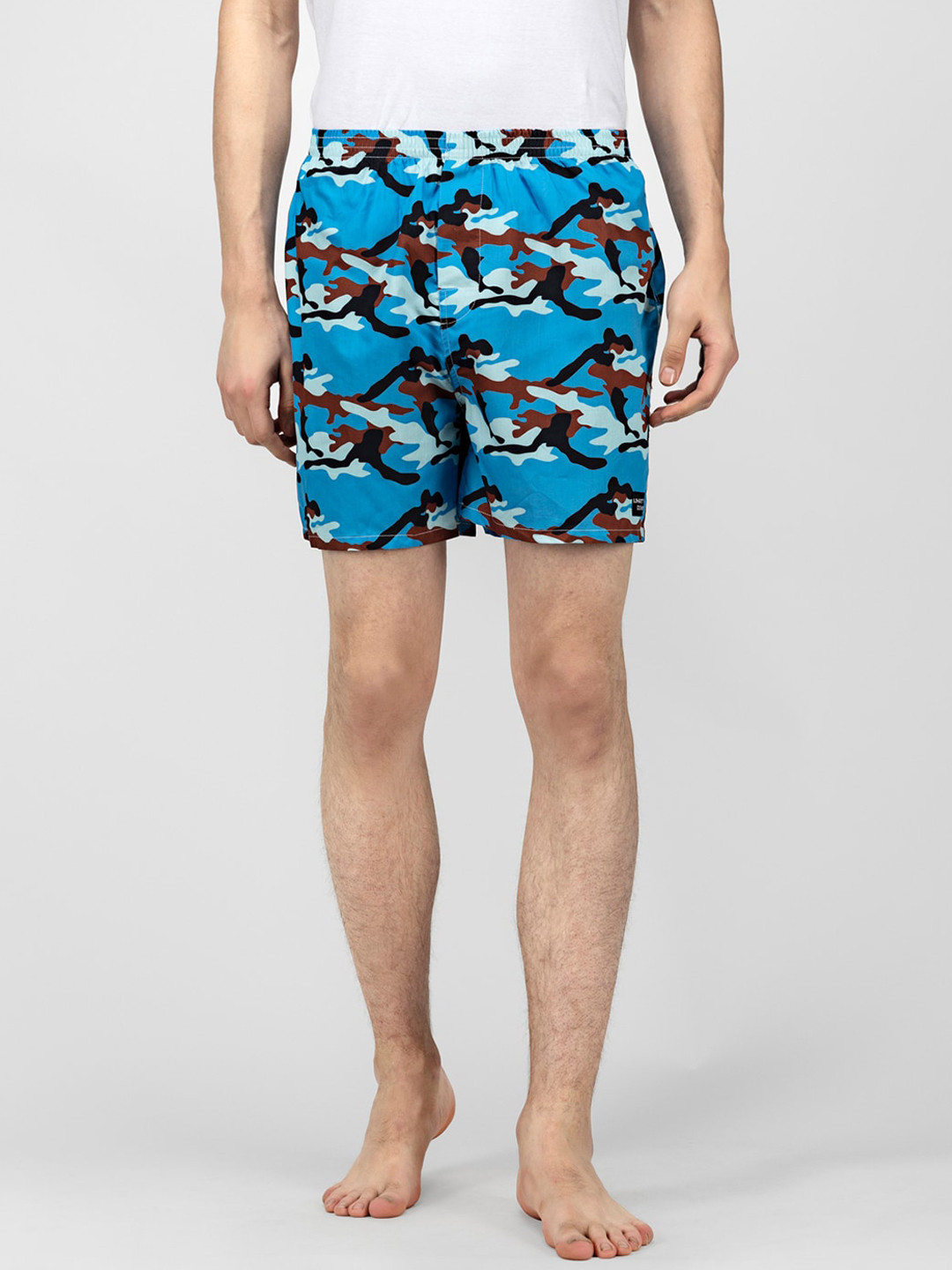 wHAT'S DOwn Men Blue Camouflage Printed Pure Cotton Boxers