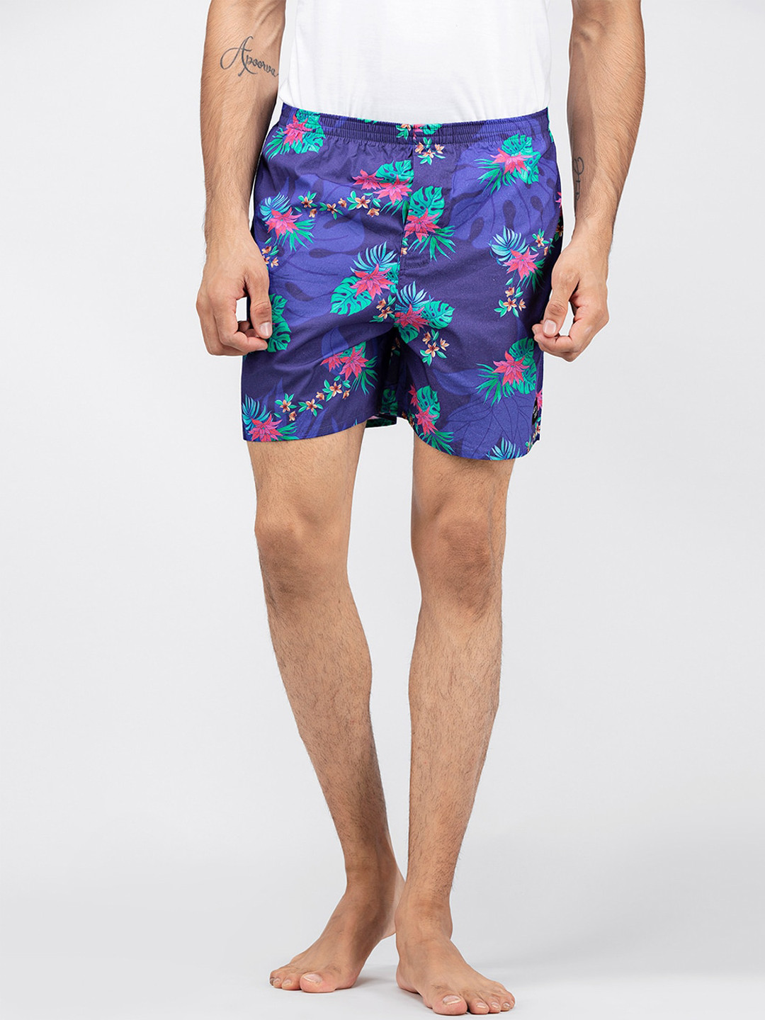 wHAT'S DOwn Men Purple Printed Pure Cotton Boxers