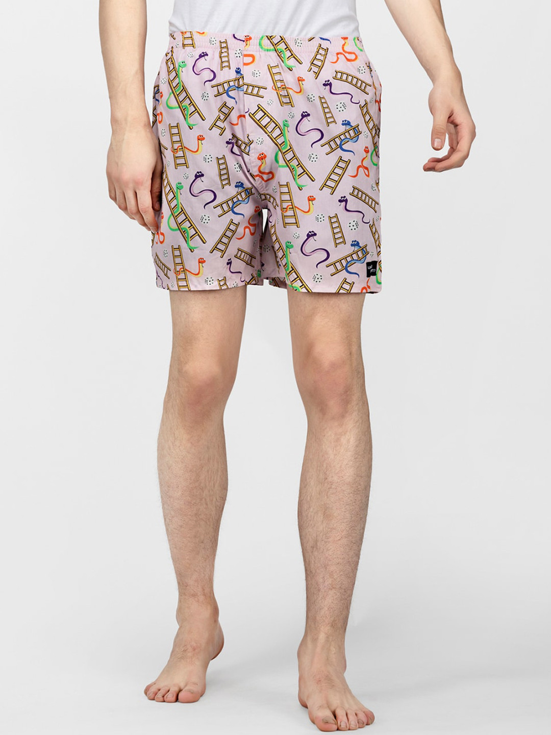 wHAT'S DOwn Men Pink Snakes & Lads Printed Boxer Shorts