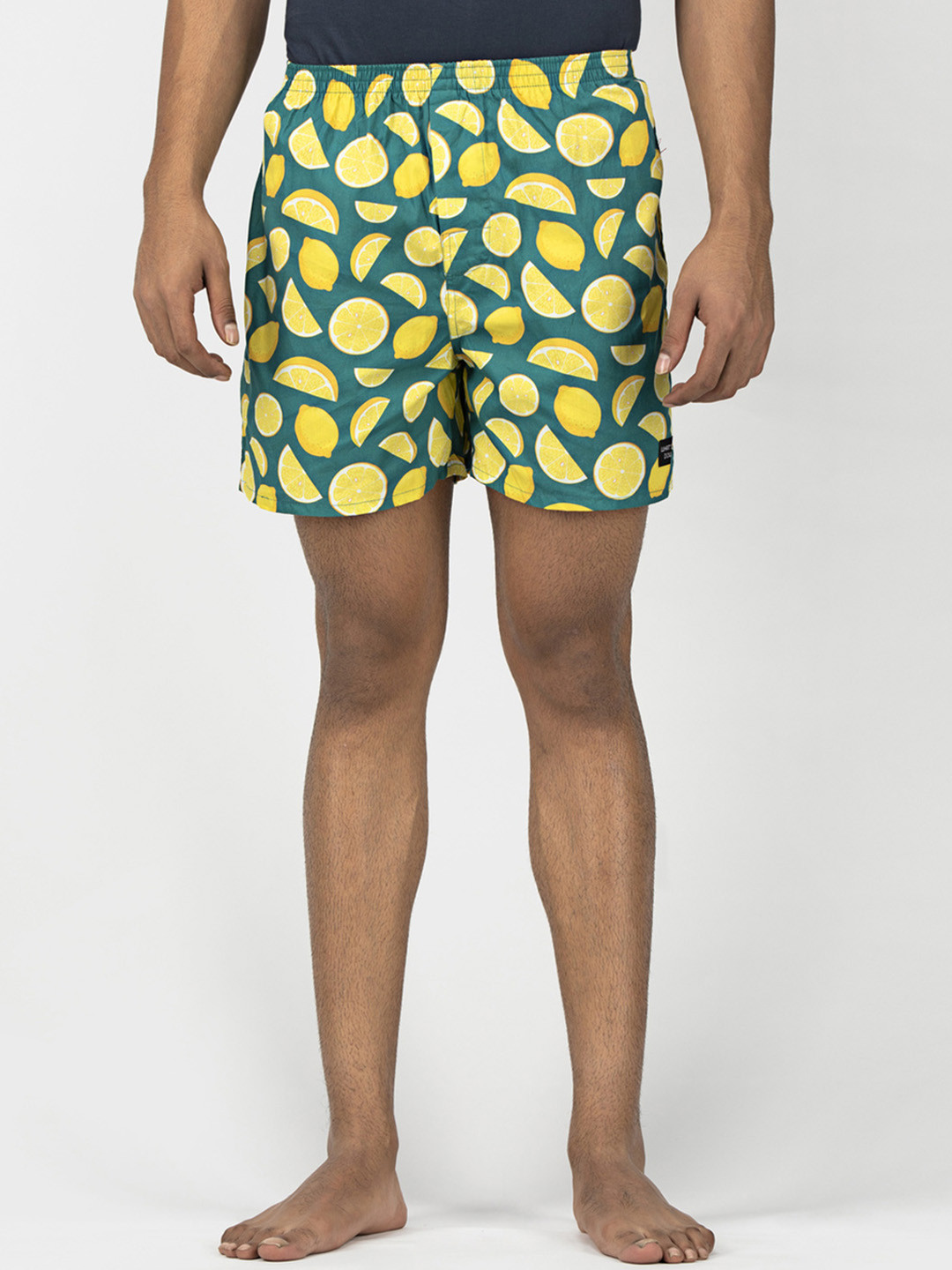 wHAT'S DOwn Men Green Pure Cotton Boxer Shorts