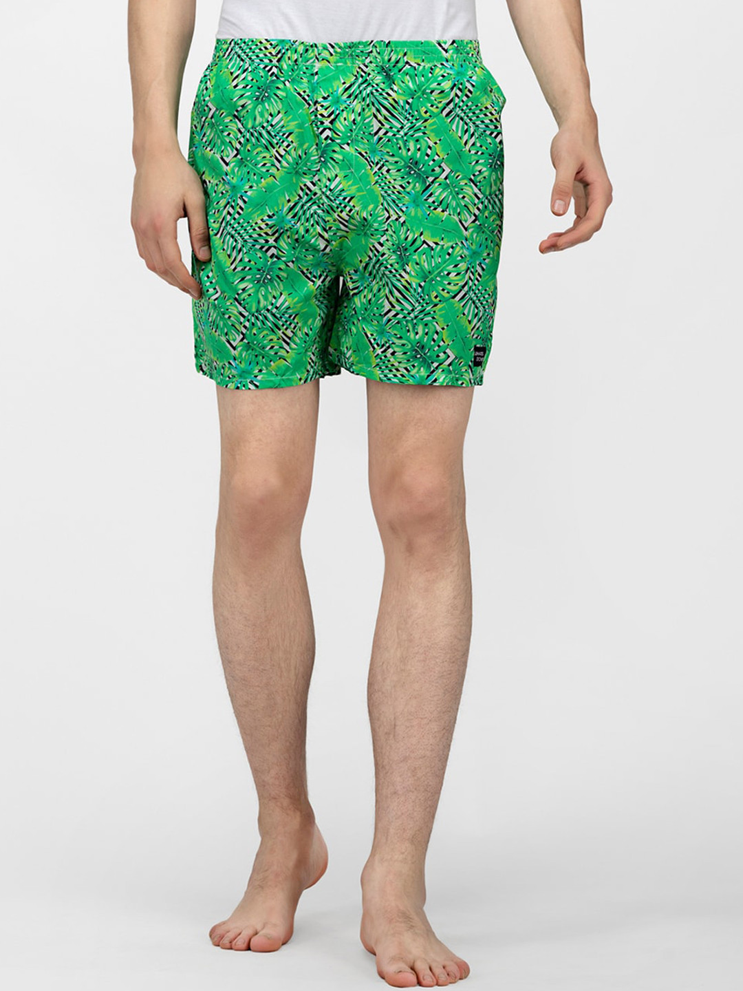 wHAT'S DOwn Men Green & Black Printed Cotton Boxer Shorts
