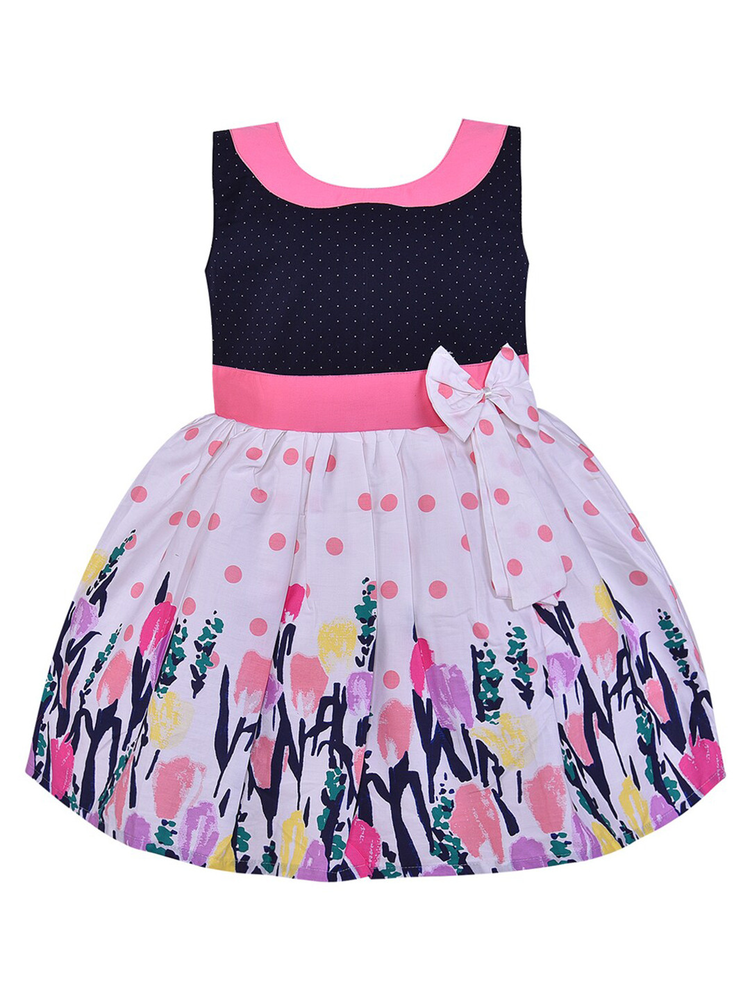 Wish Karo Girls Pink Peter Pan Collar Dress