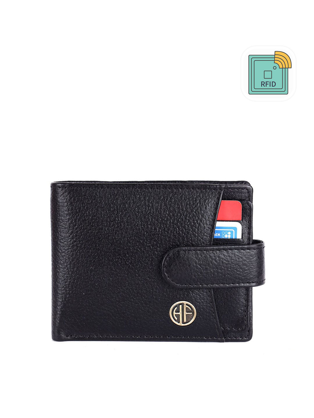 HAMMONDS FLYCATCHER Men Black Leather RFID Protected Two Fold Wallet