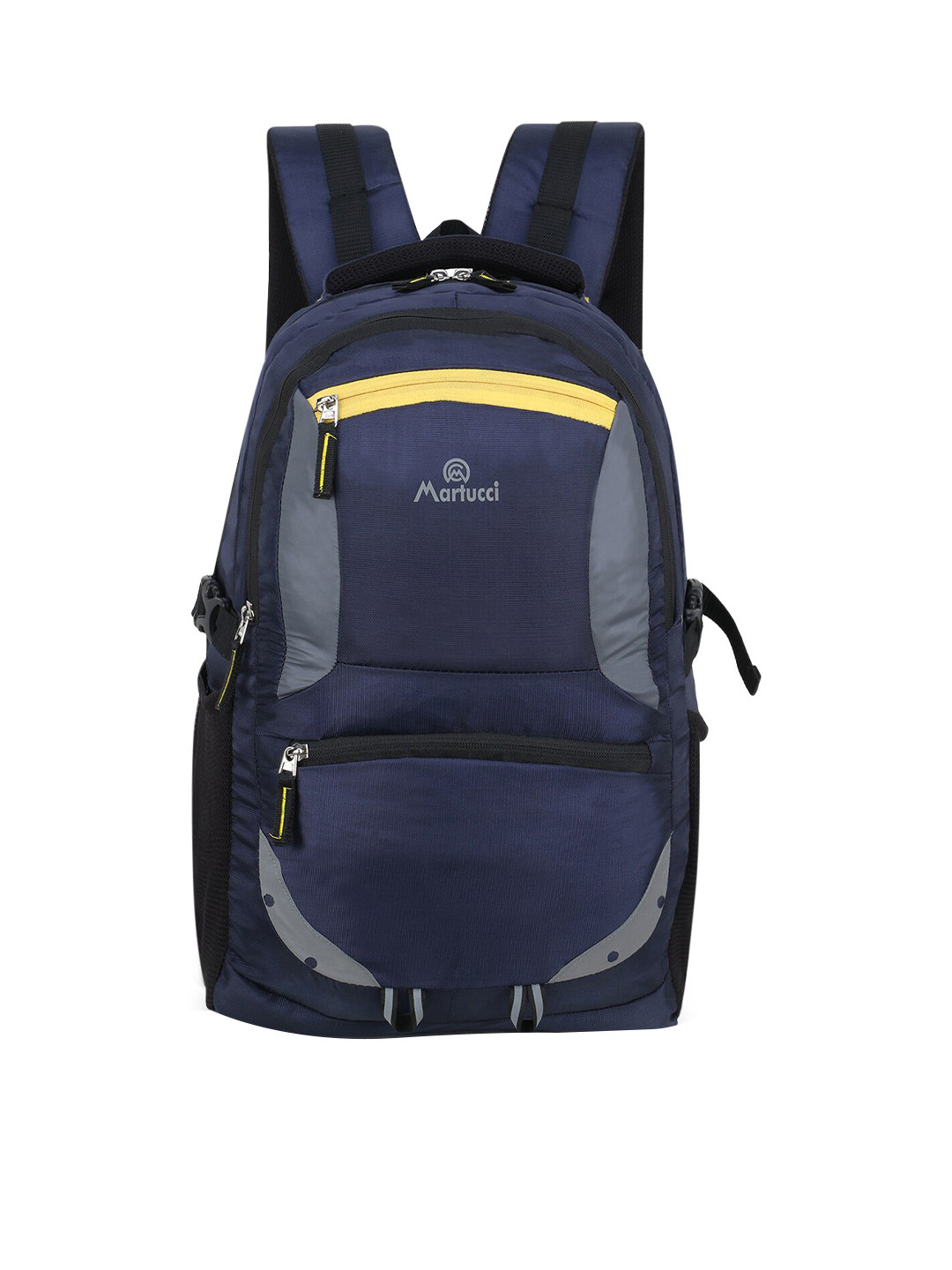 Martucci Unisex Navy Blue & Yellow Water Resistant Backpack with Reflective Strip