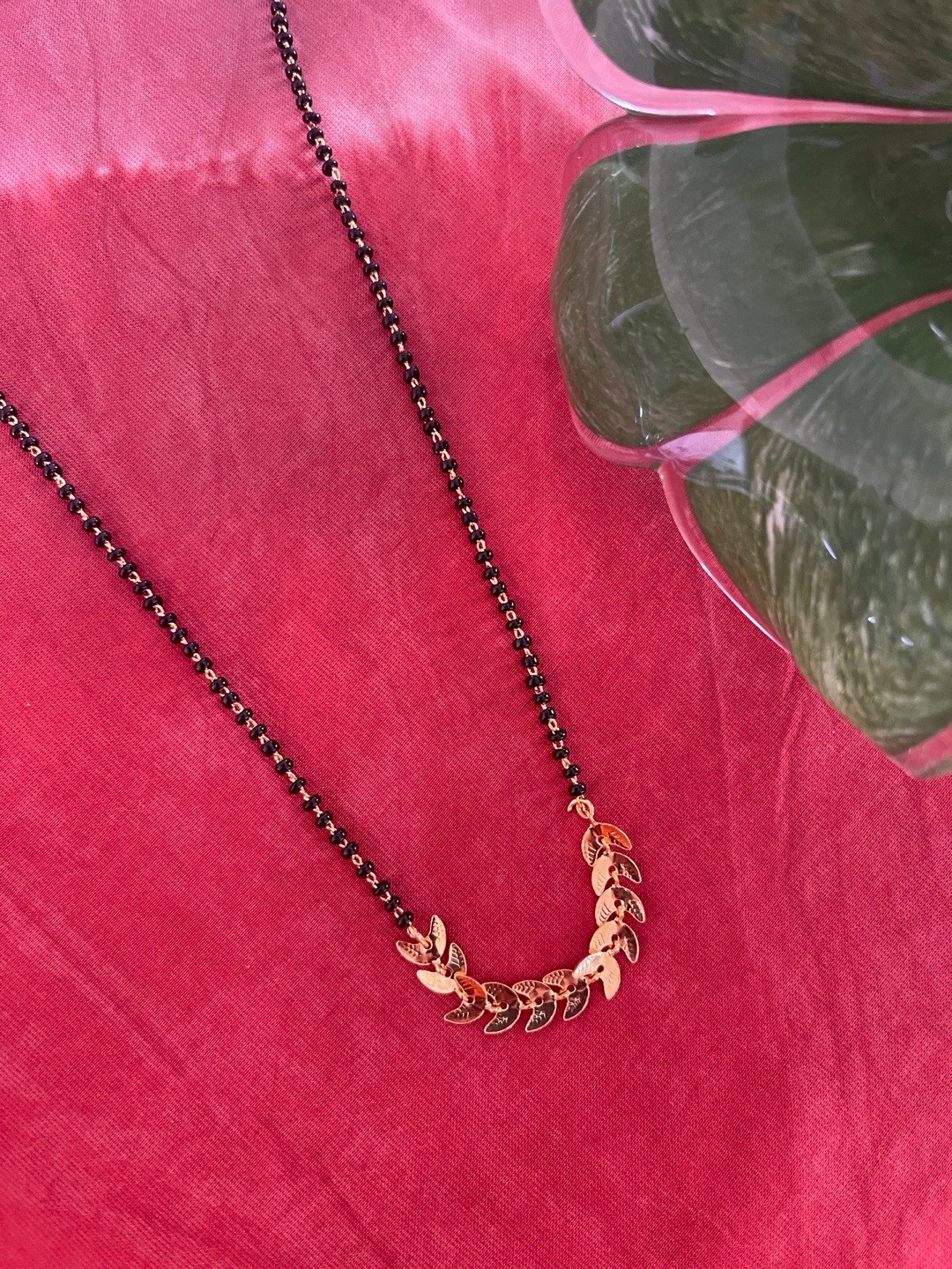 Digital Dress Room Gold-Plated Black Beaded Short Mangalsutra