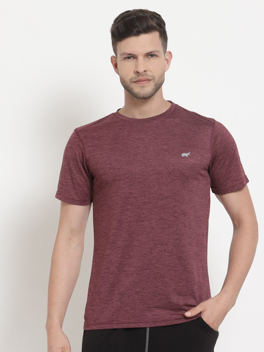 BRACLO Men Maroon dryCELL Slim Fit Training or Gym T-shirt