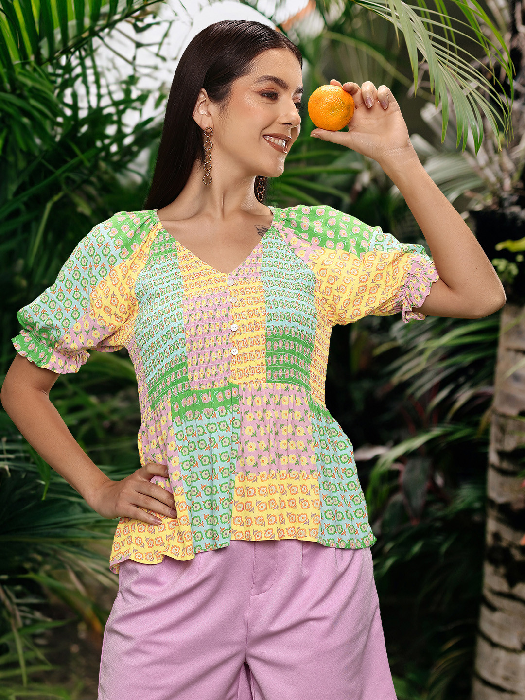 ONLY Multicoloured Floral Print Peplum Top
