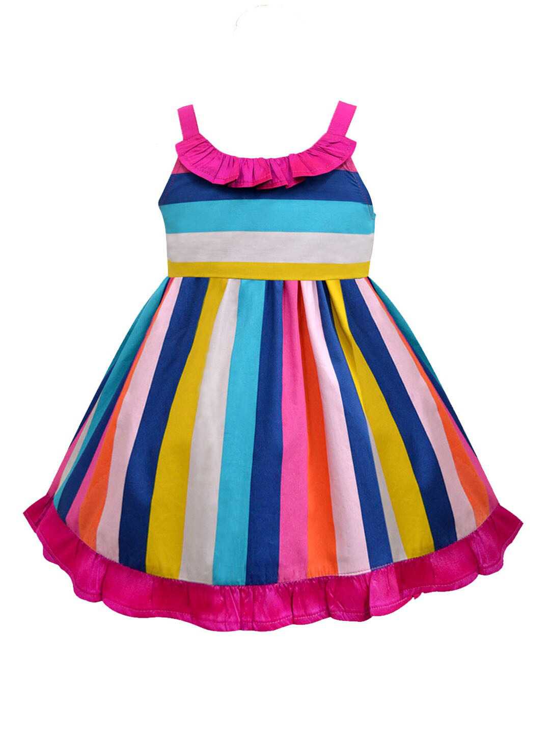 A T U N Multicoloured Striped Pure Cotton Dress