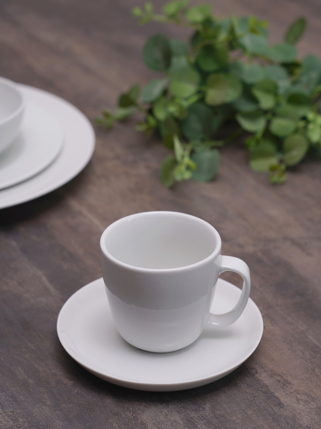 Pure Home and Living White Porcelain Tea Cup and Saucer 215ml