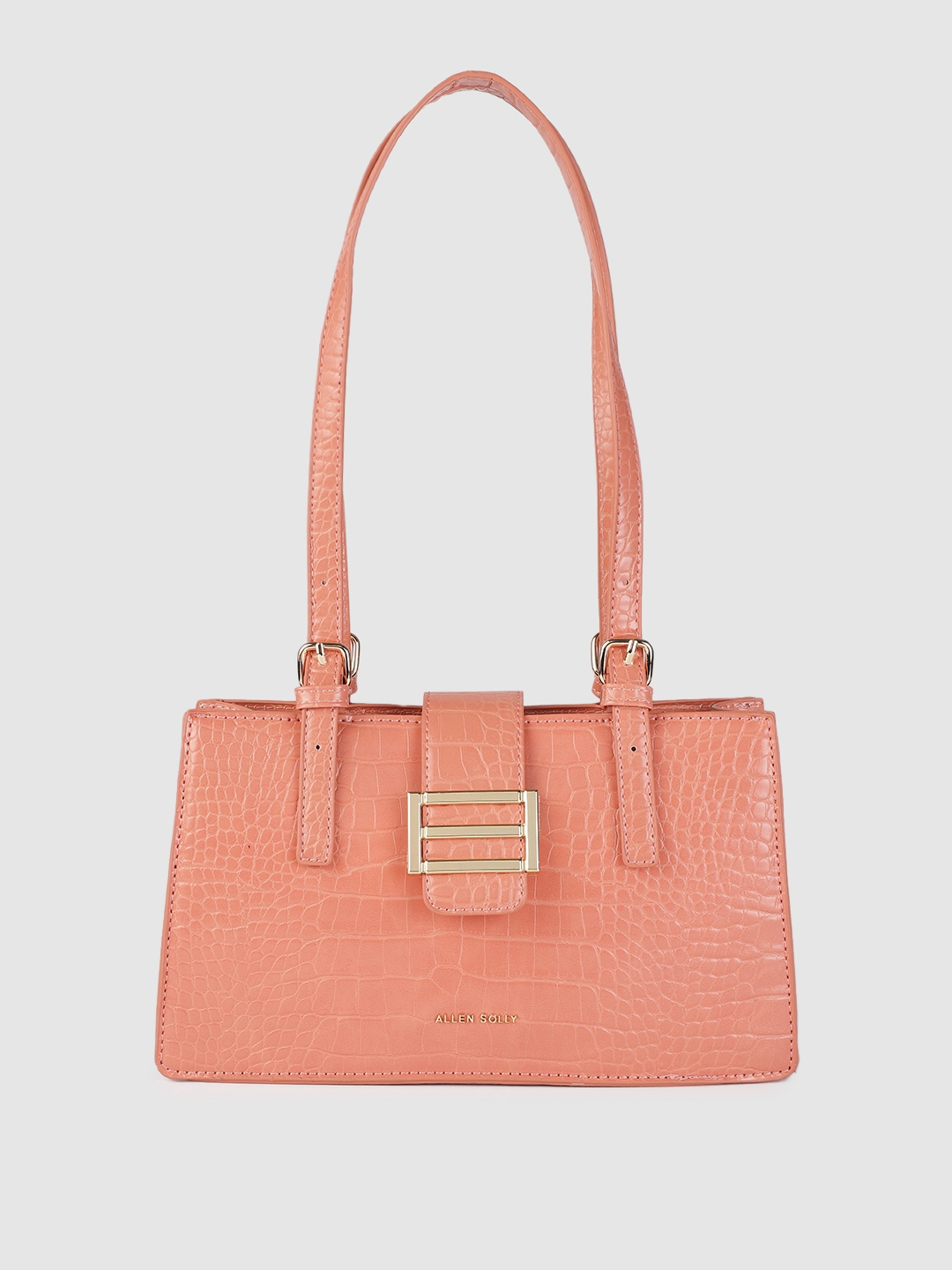Allen Solly Coral Pink Textured Shoulder Bag