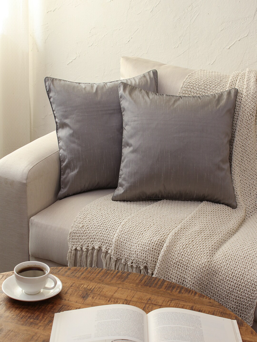 House This Grey Set of 2 Square Cushion Covers