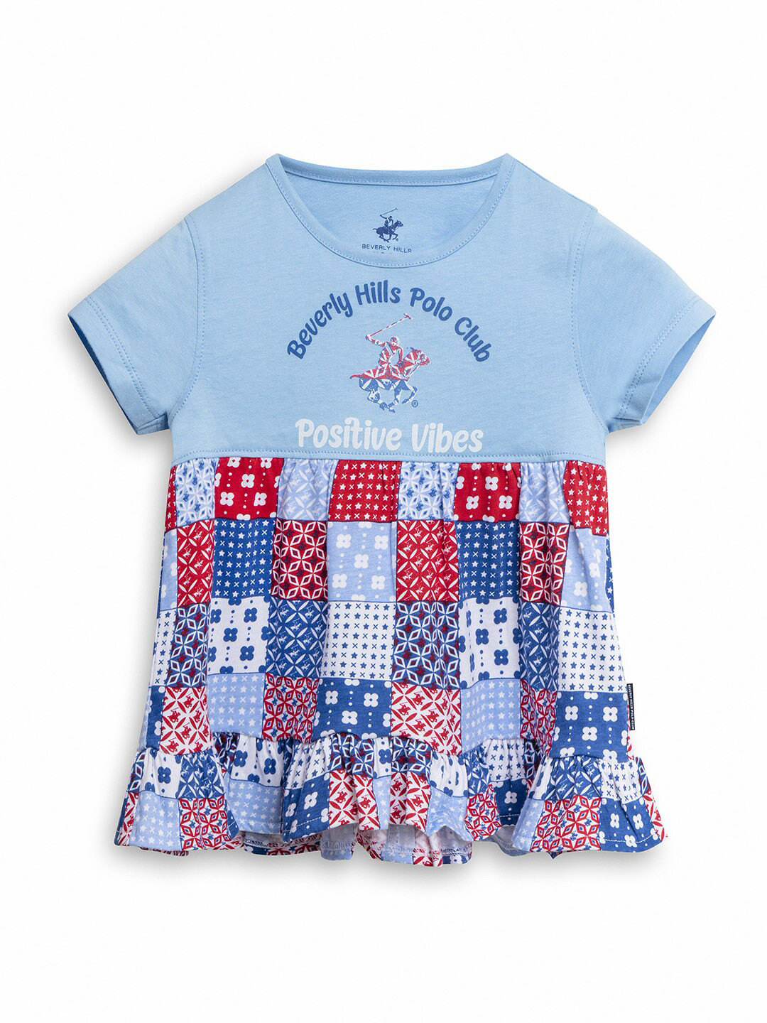 Beverly Hills Polo Club Blue Printed A-Line Dress