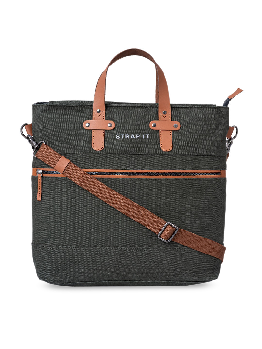 STRAP IT Olive Green Structured Handheld Bag