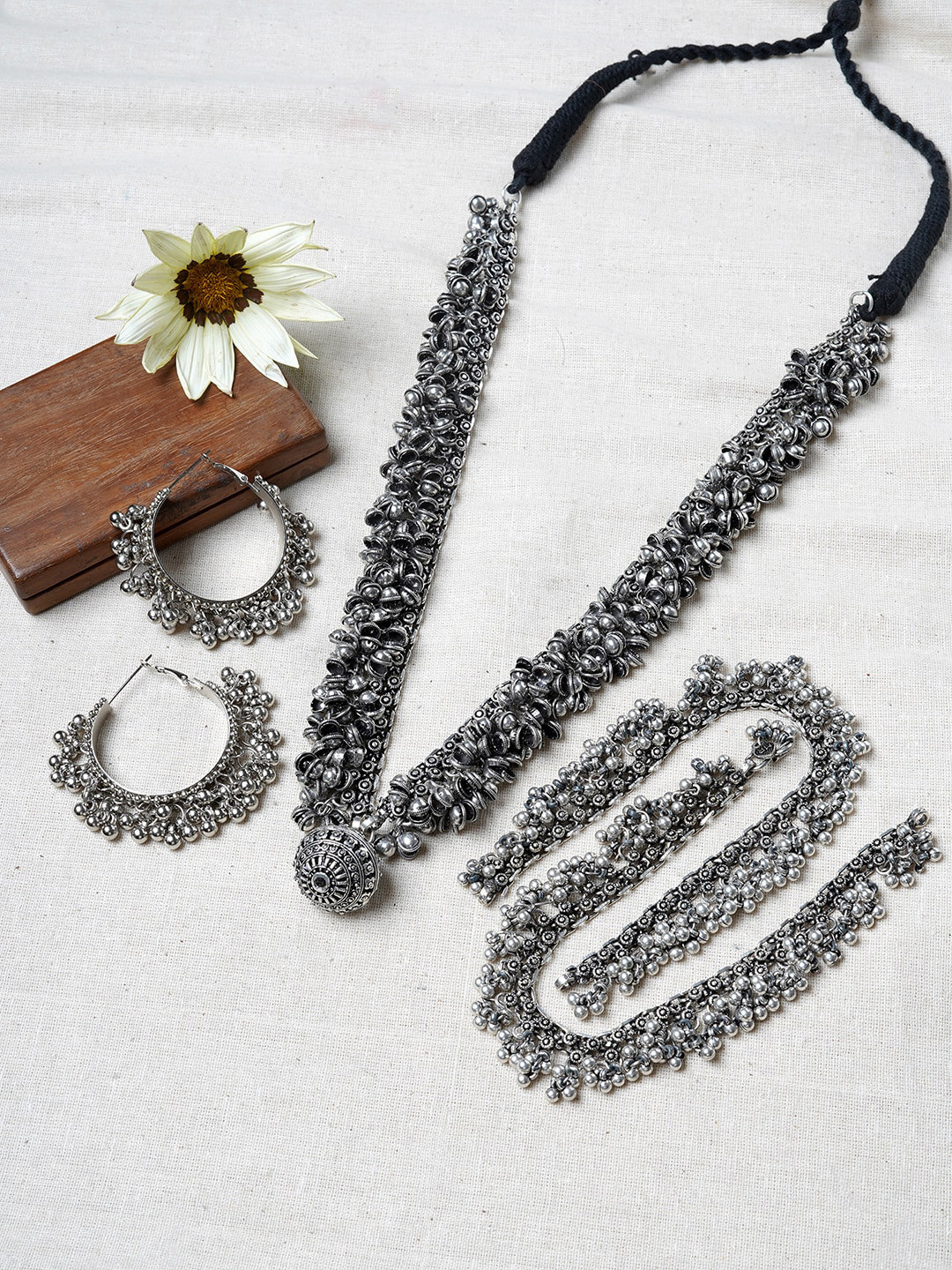 TEEJH Oxidized Silver-Plated Irasha Jewellery Set
