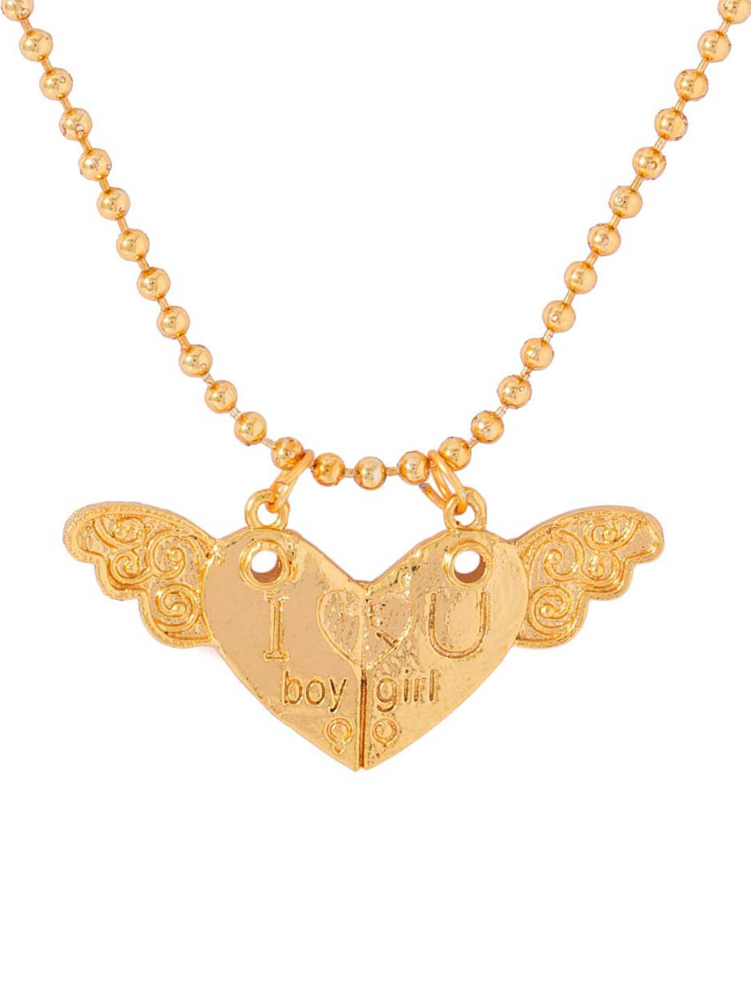Dare by Voylla Gold Plated Heart Pendant With Chain