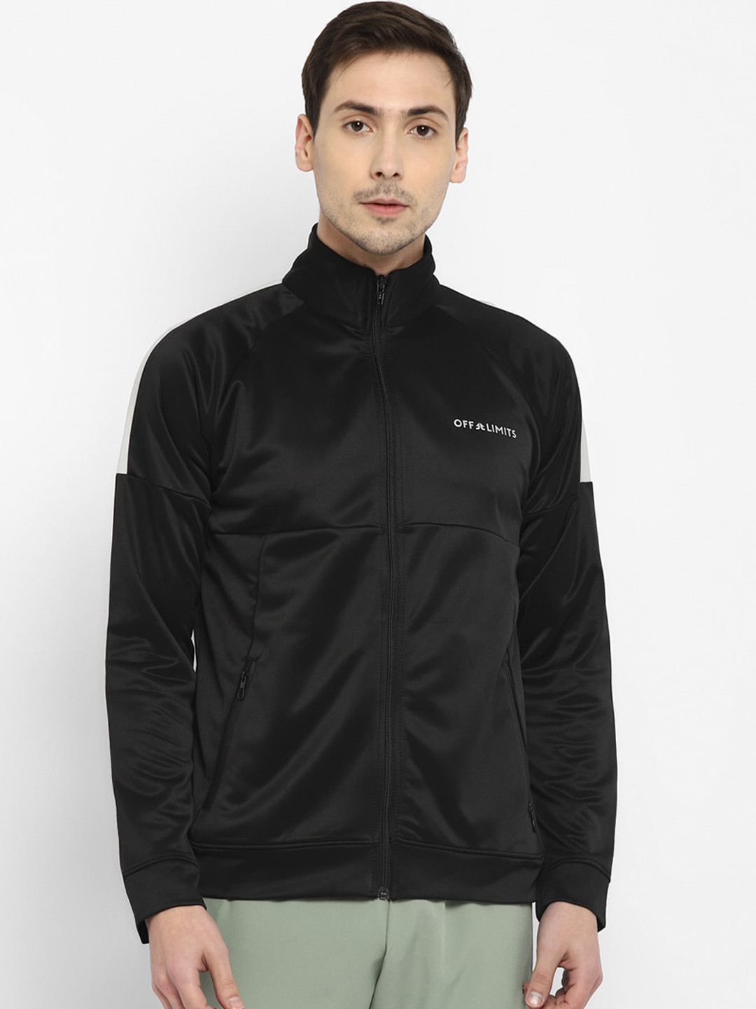 OFF LIMITS Men Black Training or Gym Sporty Jacket with Embroidered