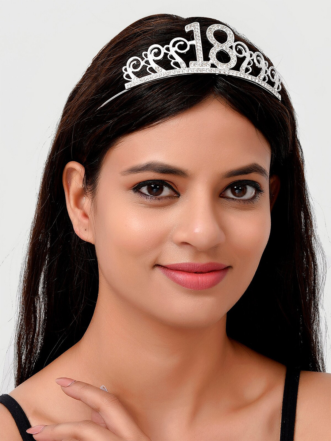 AQUASTREET Women Silver Plated White Tiara
