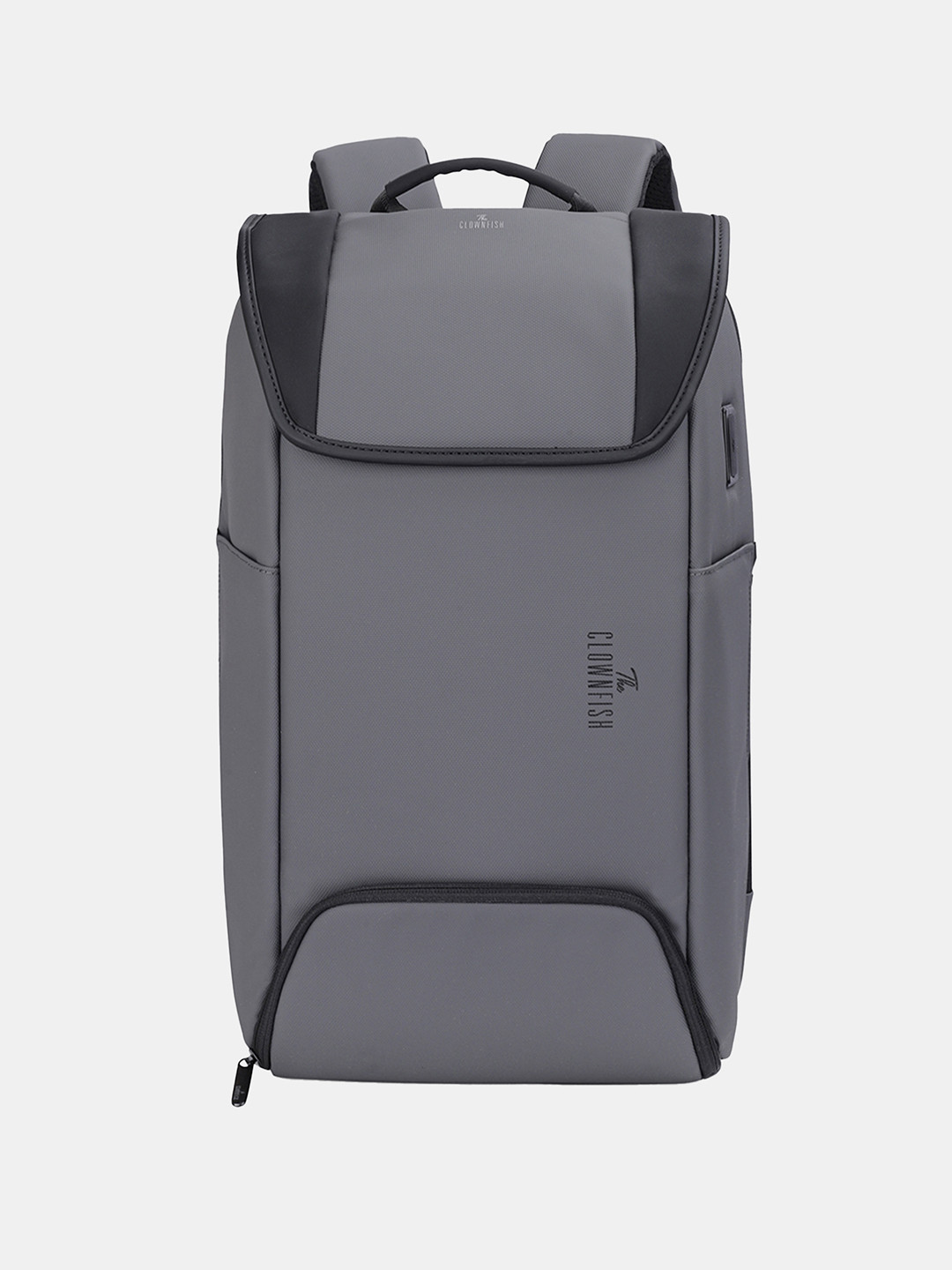 THE CLOWNFISH Unisex Grey & Black Backpack