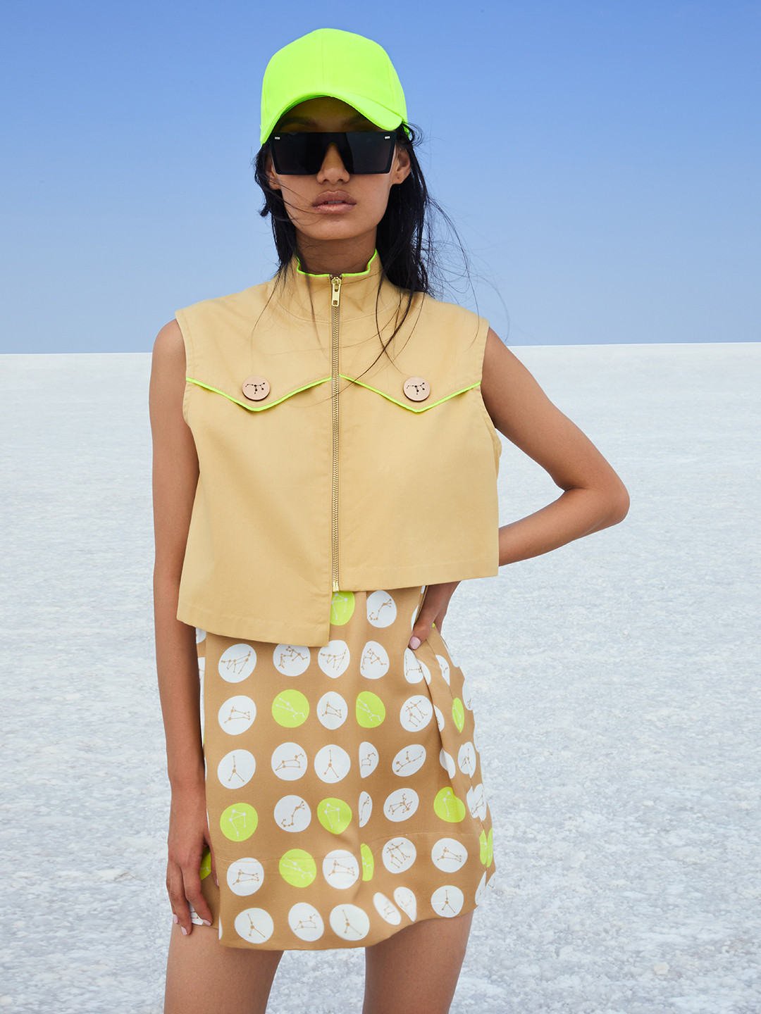 Crimsoune Club X Nikhil Thampi Beige Printed Straight Dress