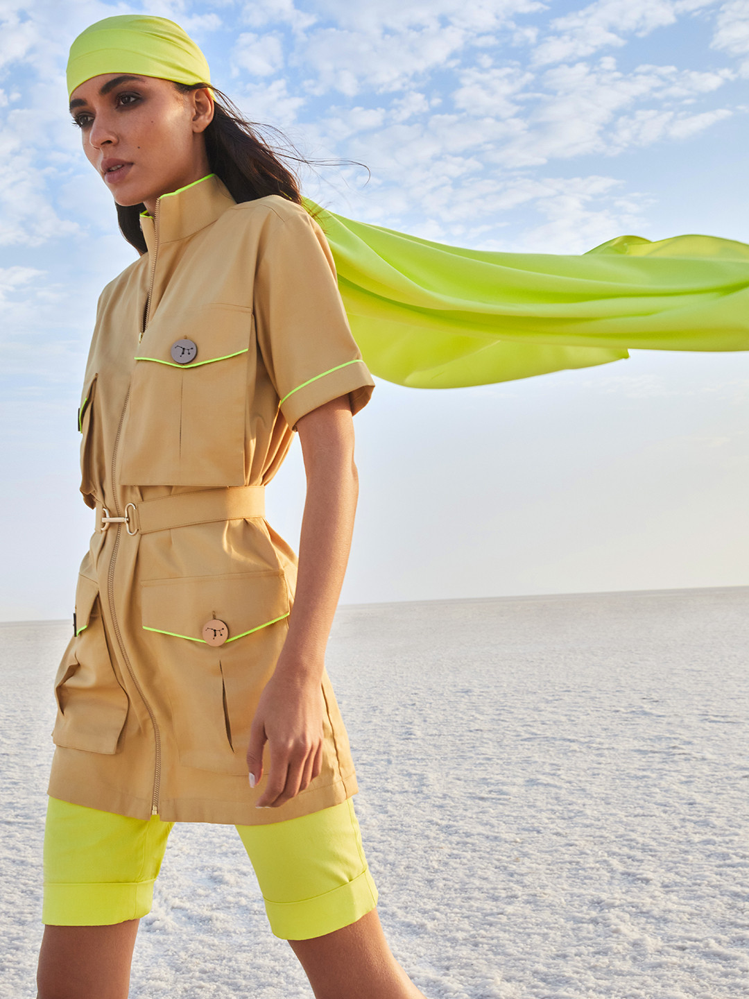 Crimsoune Club X Nikhil Thampi Women Beige Standard Cargo Shirt