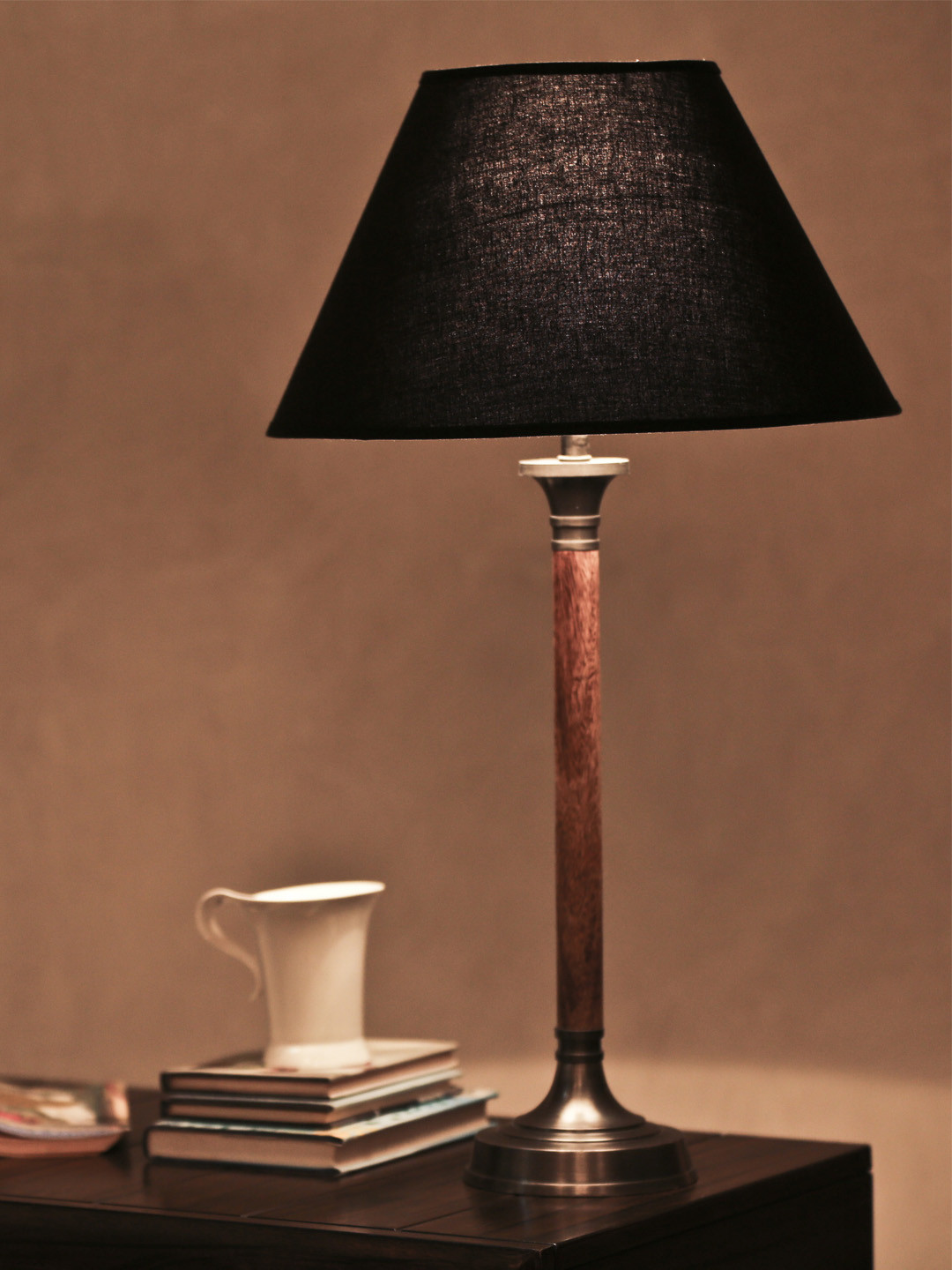 THE LIGHT STORE Black & Brown Bedside Standard Table Lamp