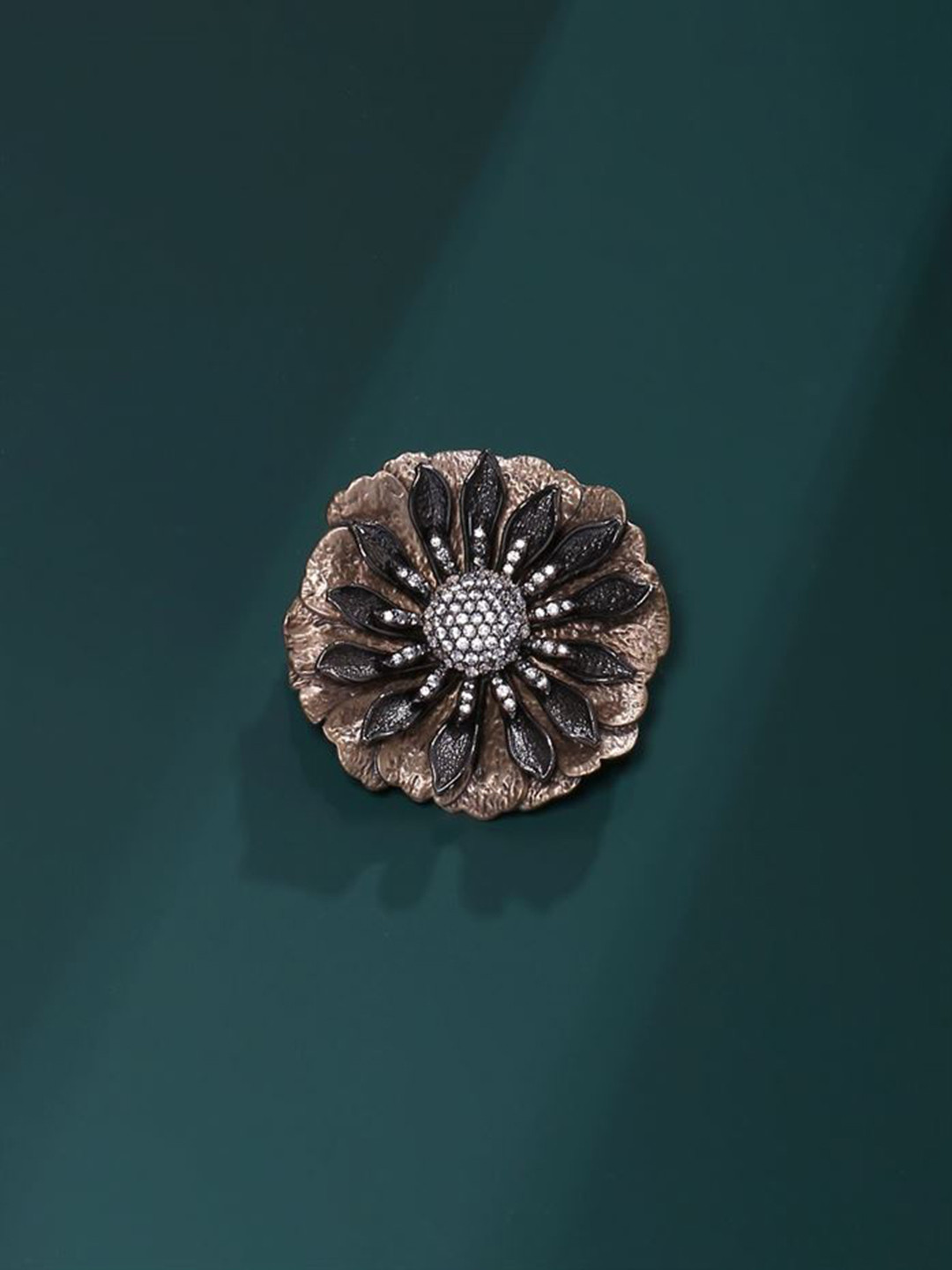 COSA NOSTRAA Men Gold-Toned Red Stone-Studded Floral Magic Brooch