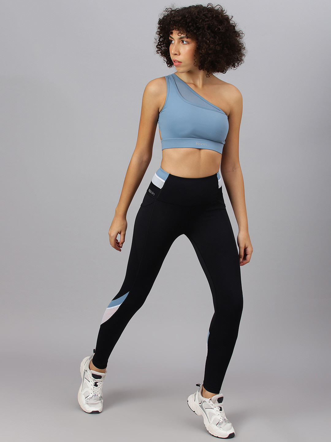 Fitkin Women Black High Waist Quick Dry Gym Tights